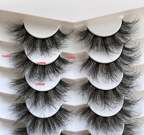 Miniatura 197 de Pooplunch Pestañas postizas de pelo de visón sintético, estilo de ojo de gato, paquete de pestañas postizas naturales esponjosas, paquete múltiple