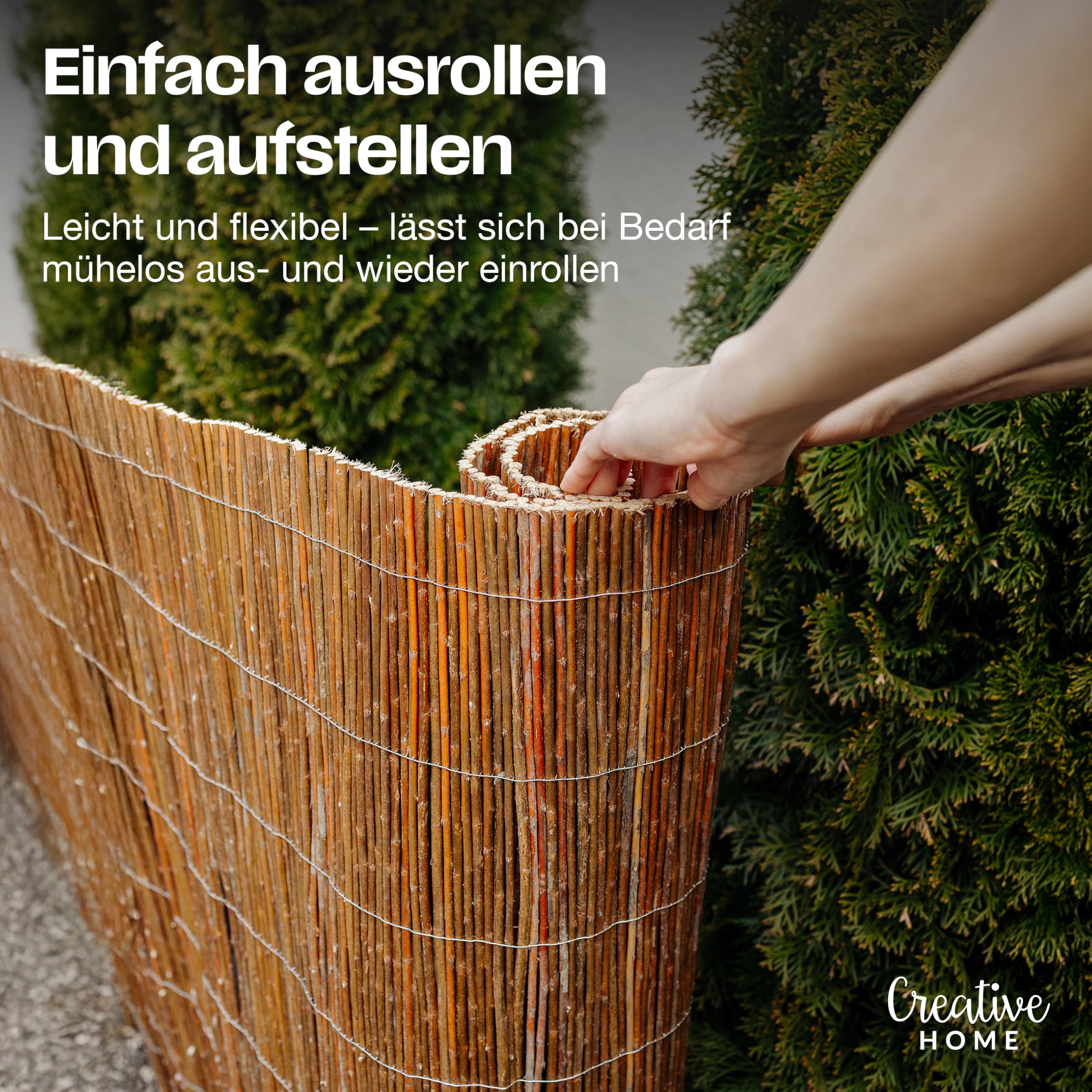 Creative Home Weidenmatte Balkon Sichtschutz Weide 80 x 500 cm (H x L)
