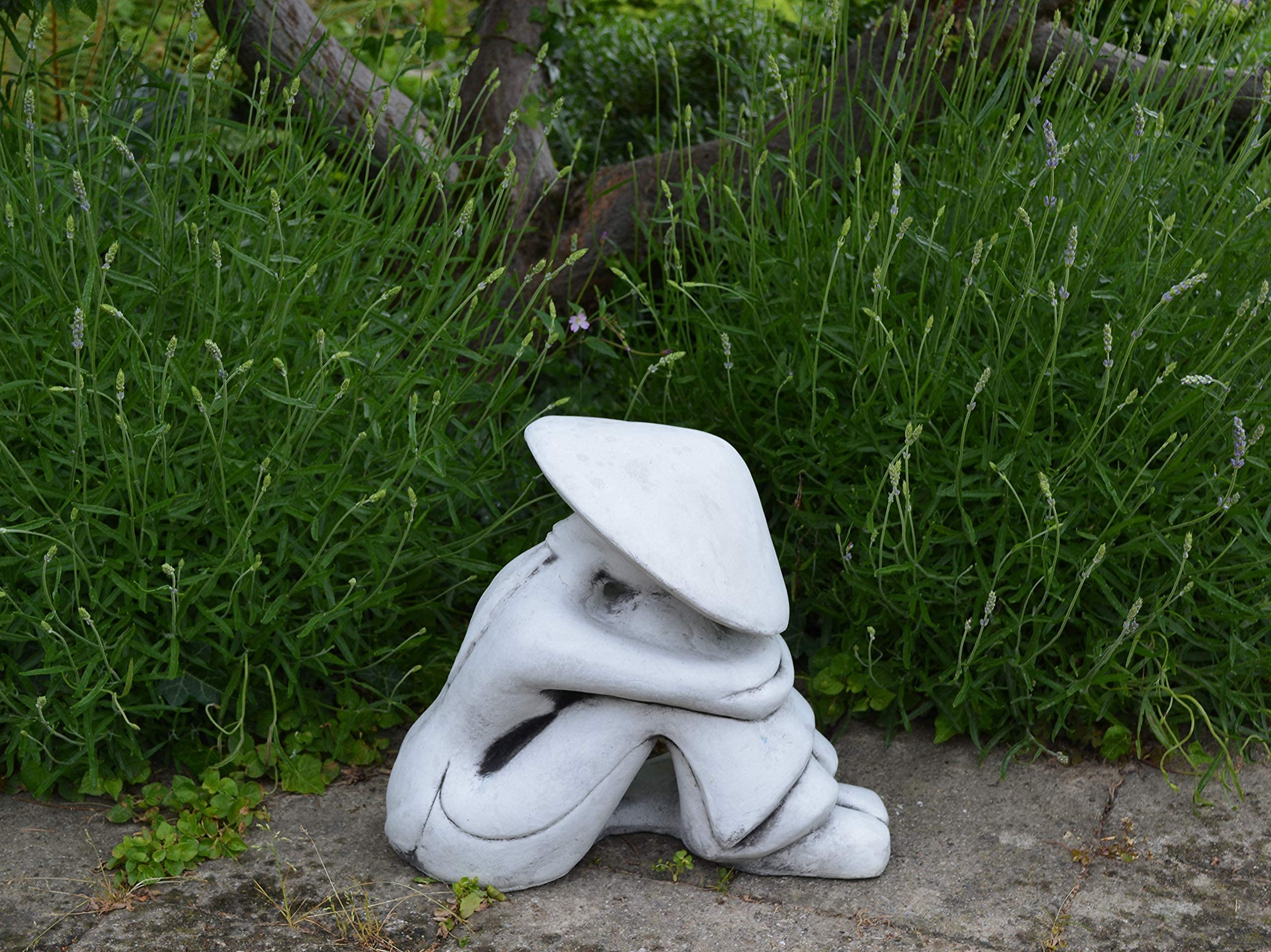 gartendekoparadies.de Figure de Pierre Massive Bouddha Chinois riziculteur Moine en Pierre reconstituée, résistant au Gel