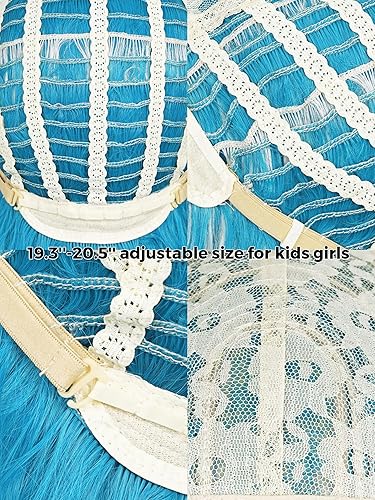 Vista 29 de Pelucas de sirena para niños y niñas, 21 pulgadas de largo, rizadas, color rojo oscuro, peluca de onda de sirena con clip de estrella de mar