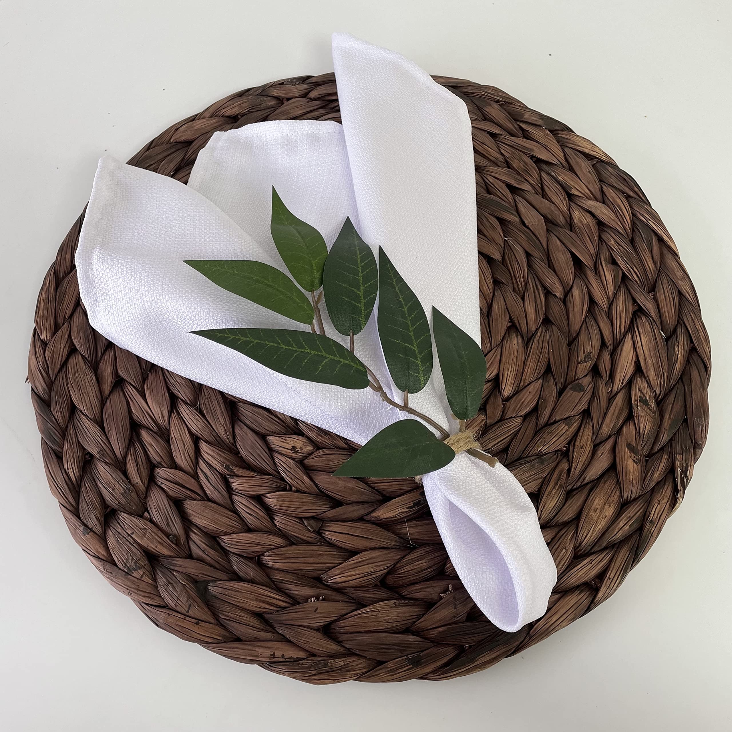 Decor Essentials White Linen Rustic Napkins Urbane Tableware Party Wedding Event Table Setting Decorations (White)