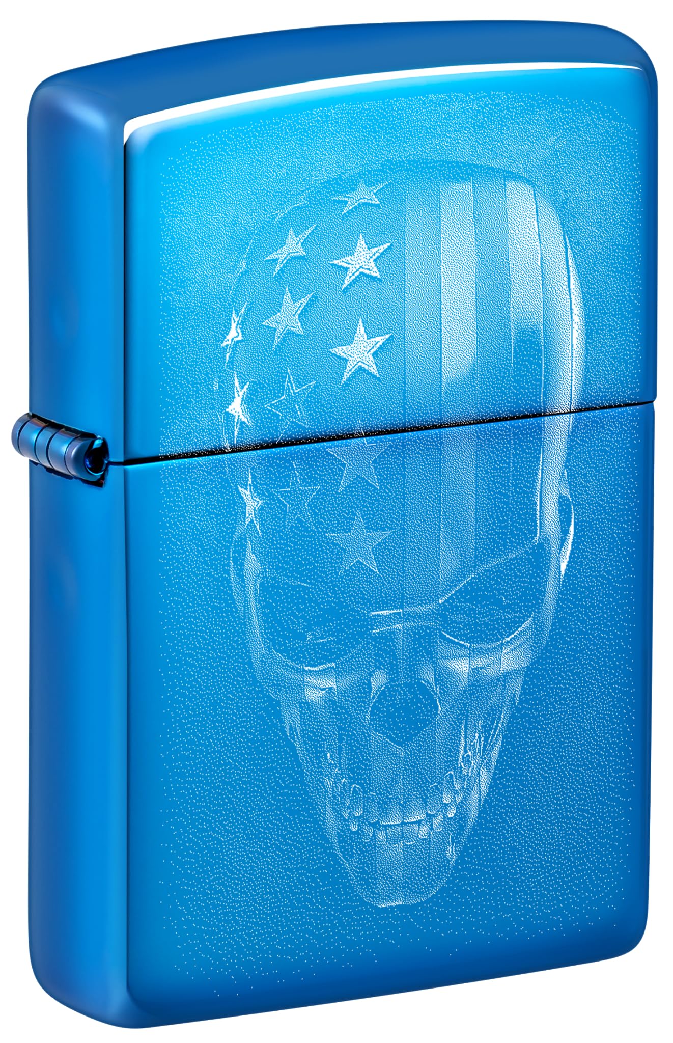 Zippo Windproof Lighter, American Skull Design – High Polished Blue, Photo Image – Refillable, Reusable, Windproof Design – Comes in Gift Box – Made in USA