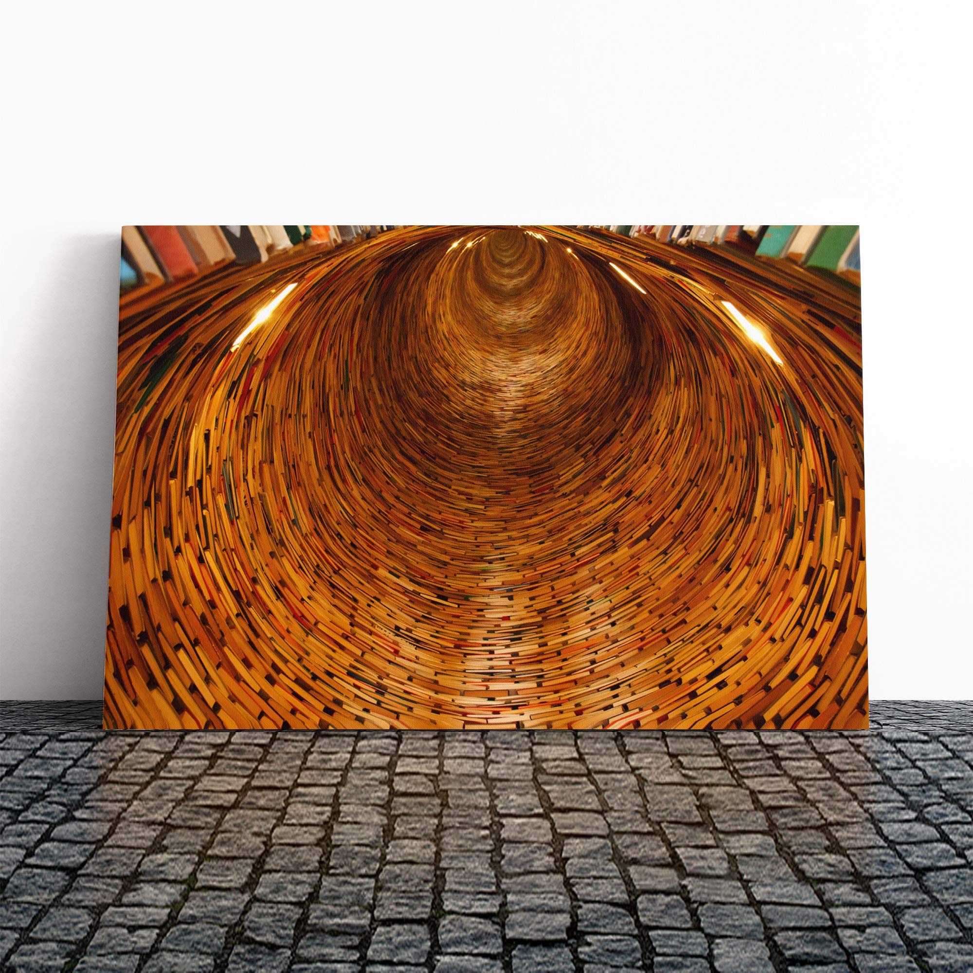 Prague Book Tunnel (1) Canvas Print | Gallery Wrapped 30mm Frame Wall Art | 24x16 inches | Ready to Hang | Modern Picture | Living Room Bedroom Lounge Office