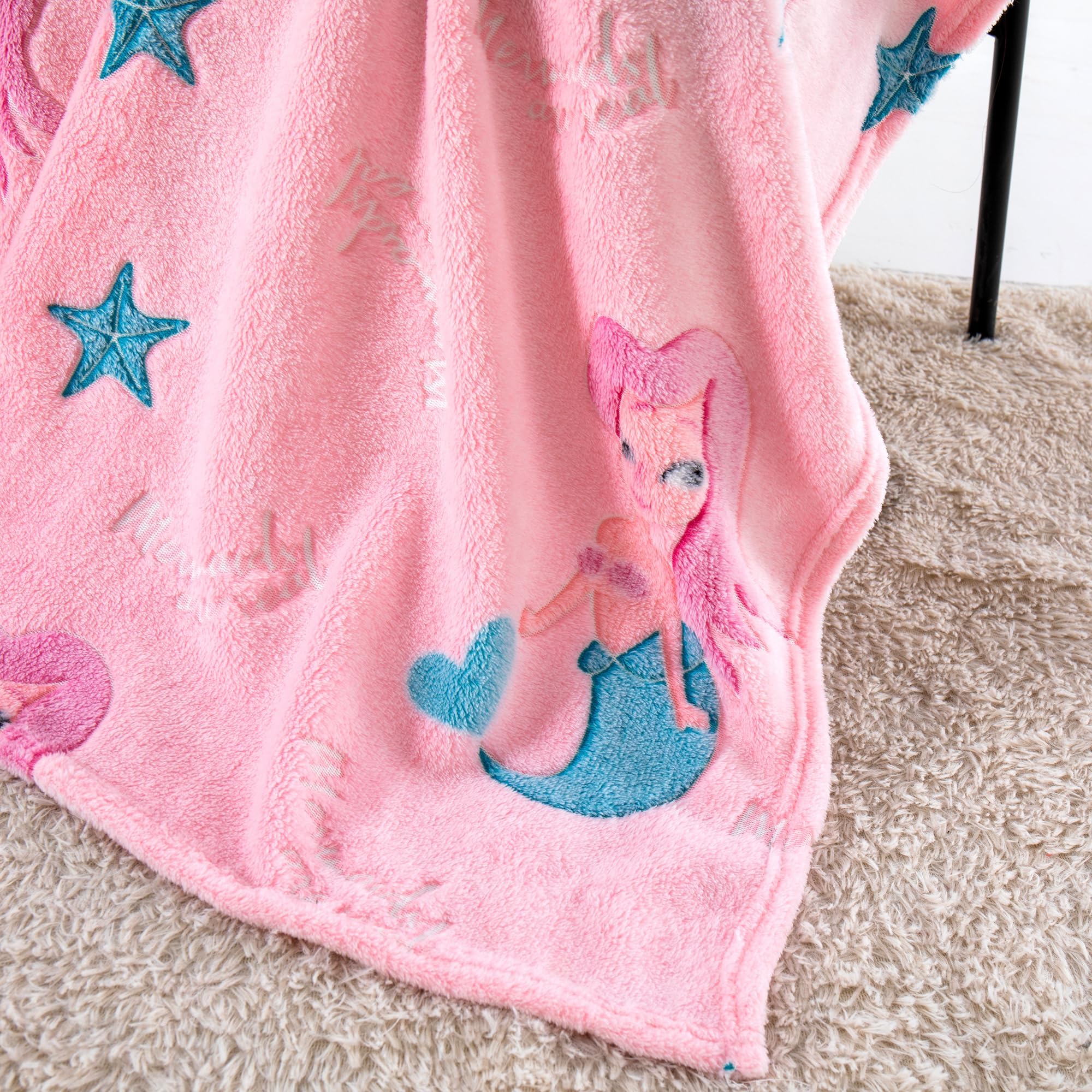 Happy Hues Mermaid Glow in The Dark Blanket-200 x 150 cm- Super Soft Fluffy Flannel Fleece All Season Blanket for Babies-Toddlers-Kids & Teens Boys & Girls- Best Gifting Ideas for 0-15 Years 3