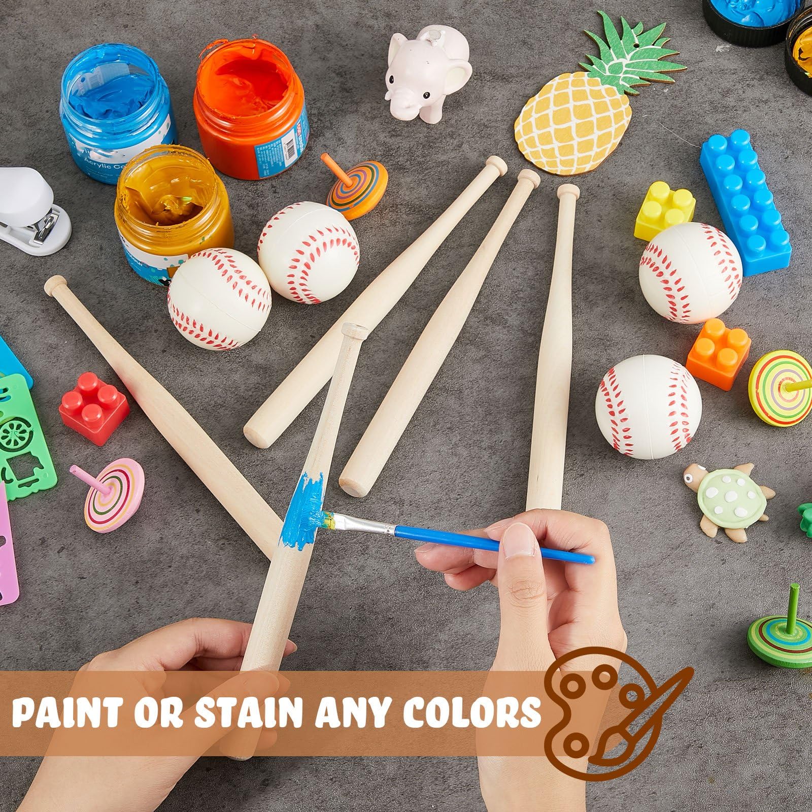 GORGECRAFT 3PCS Natural Wood Baseball Bat Mini Baseball Bats Tiny Baseball Bat Beads Baseball Stand Display Holder Home Display Decorations For
