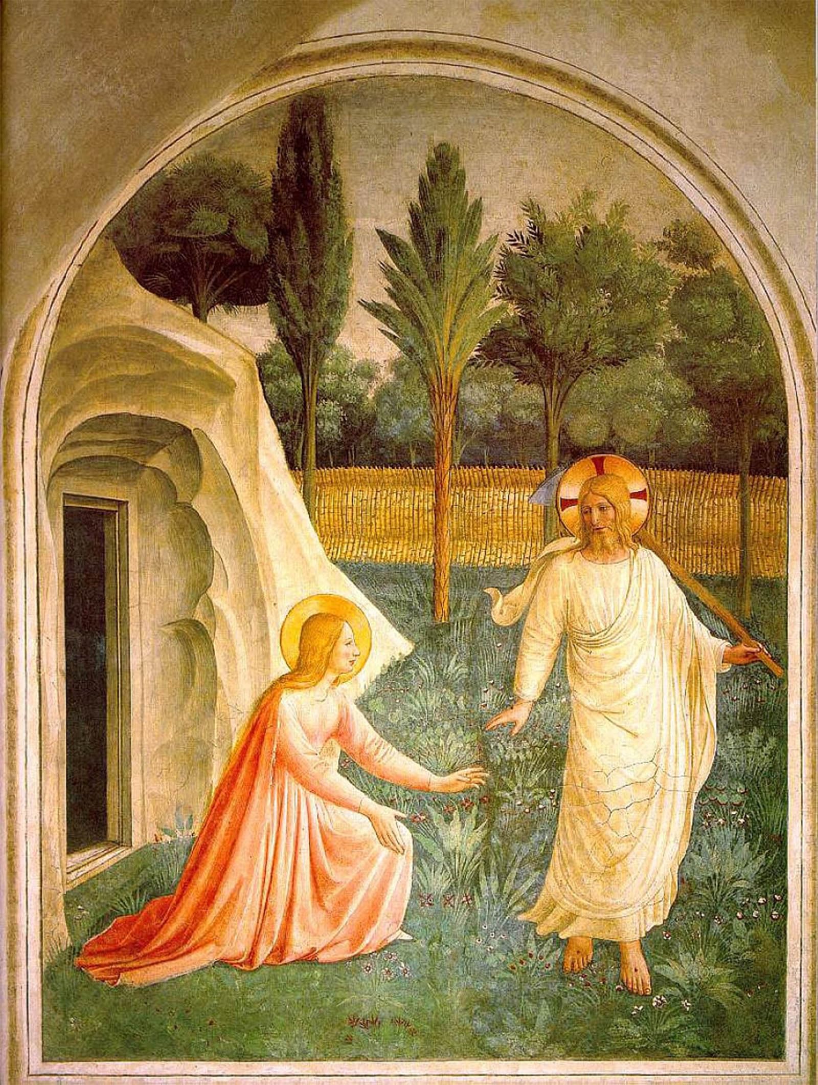POSTERIIk Vintage Classic Picture Landscape Artwork Noli Me Tangere Fresco by Fra Angelico by Fra Angelico Portrait Canvas Painting for Office Home Decor 60x90cm