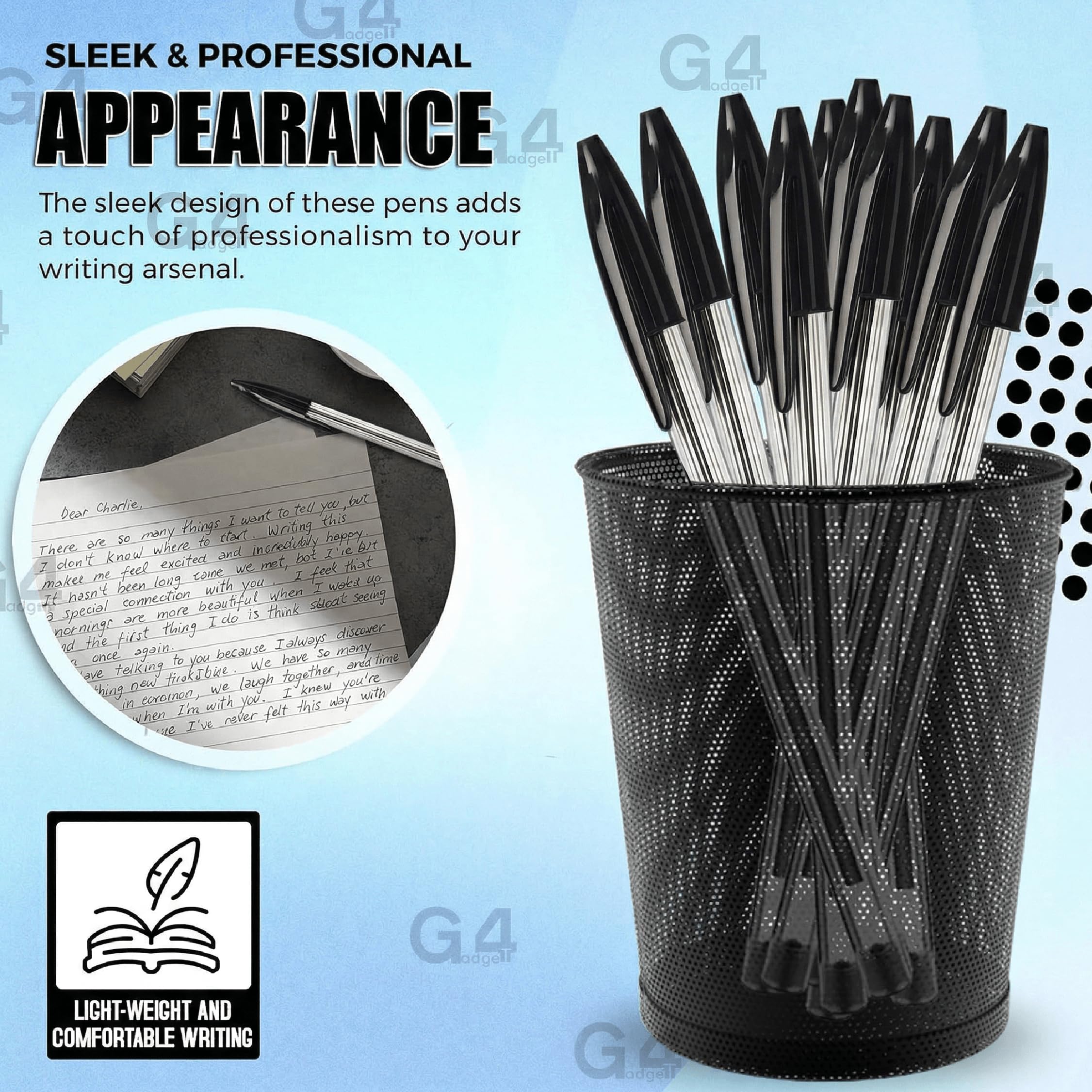 Gullor 10 Penne A Sfera Con Cristallo Diamante – Inchiostro Nero, Punta Media, Design Elegante In Metallo, Per Ufficio E Regalo - 2