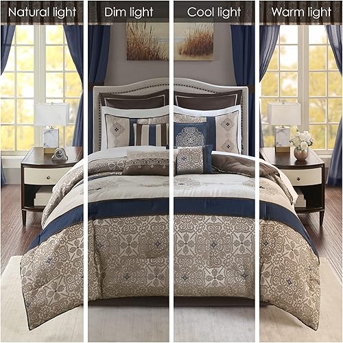 Miniatura 2 de Madison Park Essentials Delaney - 24 piezas para habitación, jacquard satinado, para todas las estaciones, tamaño California King (104 x 92