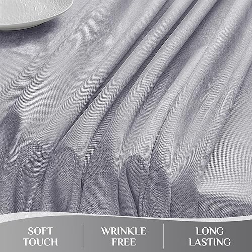 Miniatura 4 de Softalker Mantel rectangular de lino sintético, 60 x 84 pulgadas, lavable y sin arrugas, resistente al agua, mantel lavable para derrames de aceite