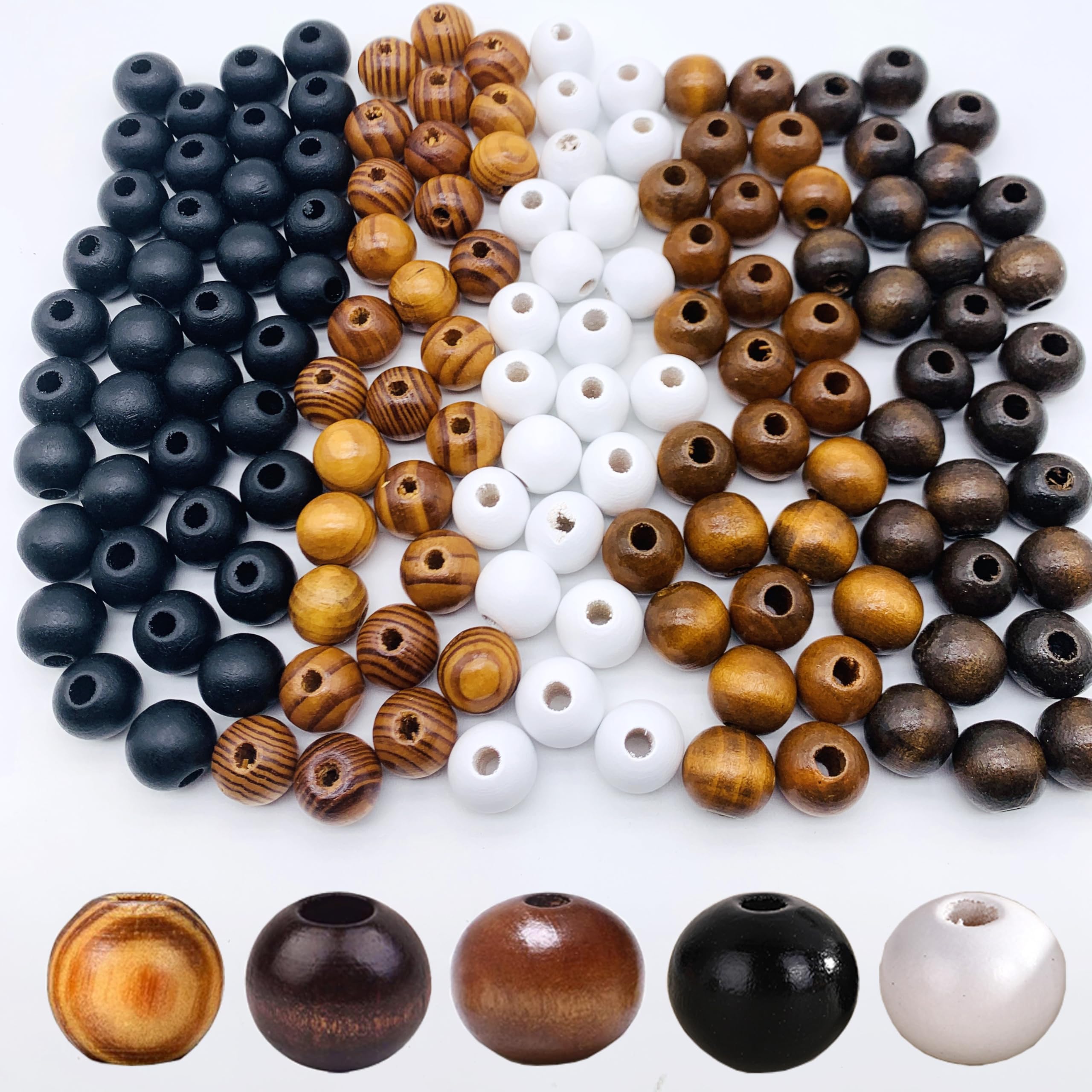 300Pcs 16mm Natural Round Wooden Spacer Beads Colorful Wood Beads Handmade Polished Bead for Home Decor DIY Crafts Bracelet Necklace Ornament Supplies