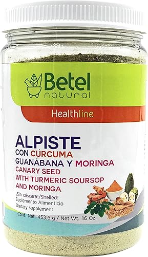 Betel Natural Leche de Alpiste con Curcuma, Guanabana y Moringa Superfood Powerhouse - 16 Oz