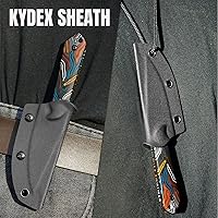 Vista 5 de Cuchillo de hoja fija Kizer Mini Arpón con funda, cuchillo de caza de 3V con mango G10, cuchillos pequeños de hoja fija para acampar y supervivencia