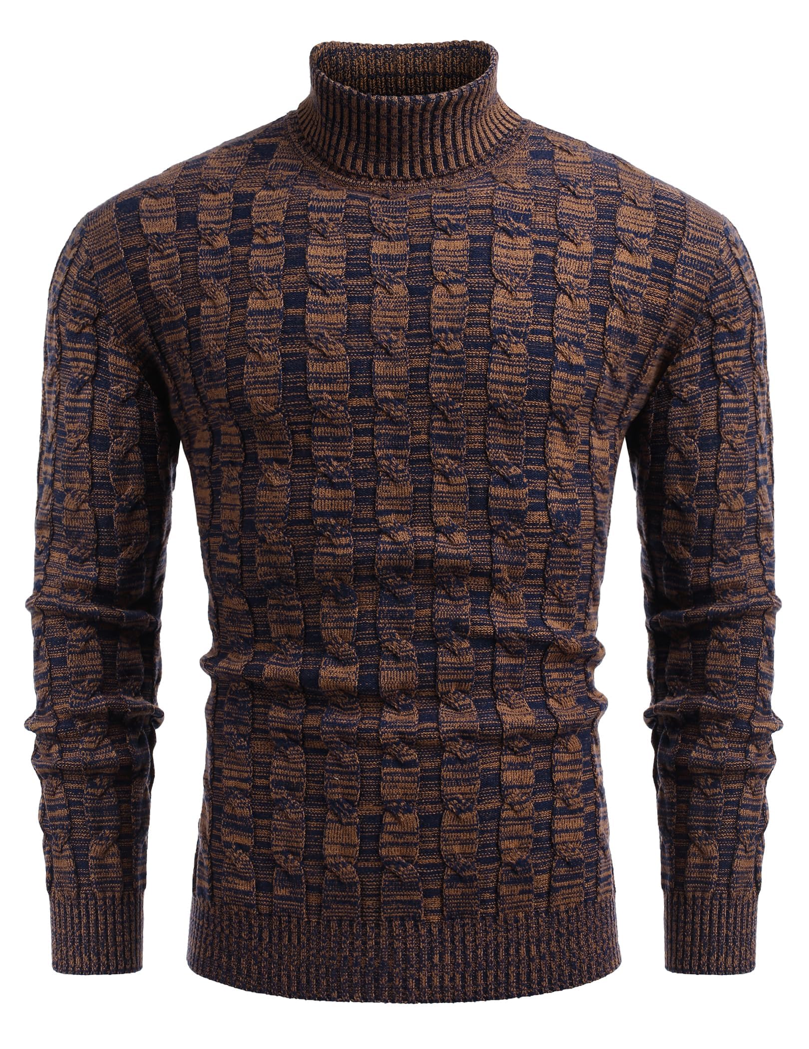 COOFANDY Herren Rollkragen Pullover Basic Strickpullover Zopfmuster Sweatershirt Männer Pullover Sweater Roll Neck Langarmshirt