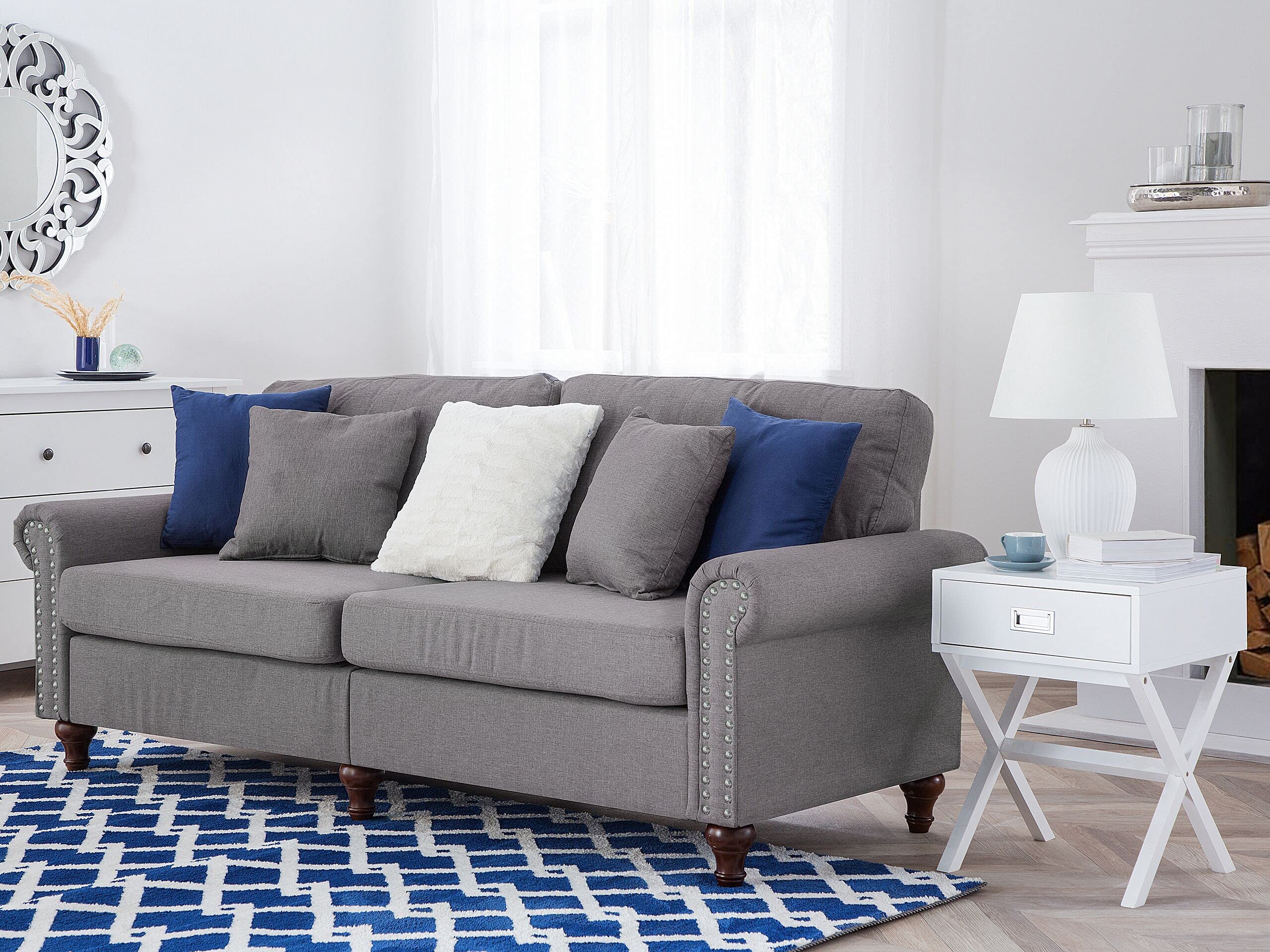 Divano A 3 Posti In Stile Chesterfield Grigio Scuro Con Schienale Bass