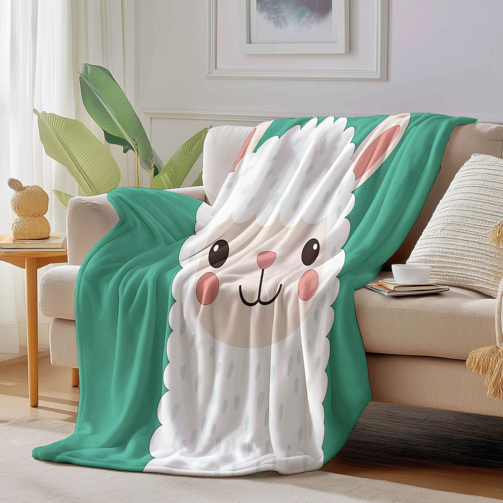 Couverture flanelle douce alpaga vert 130x150cm pour éliminer le froid du canapé