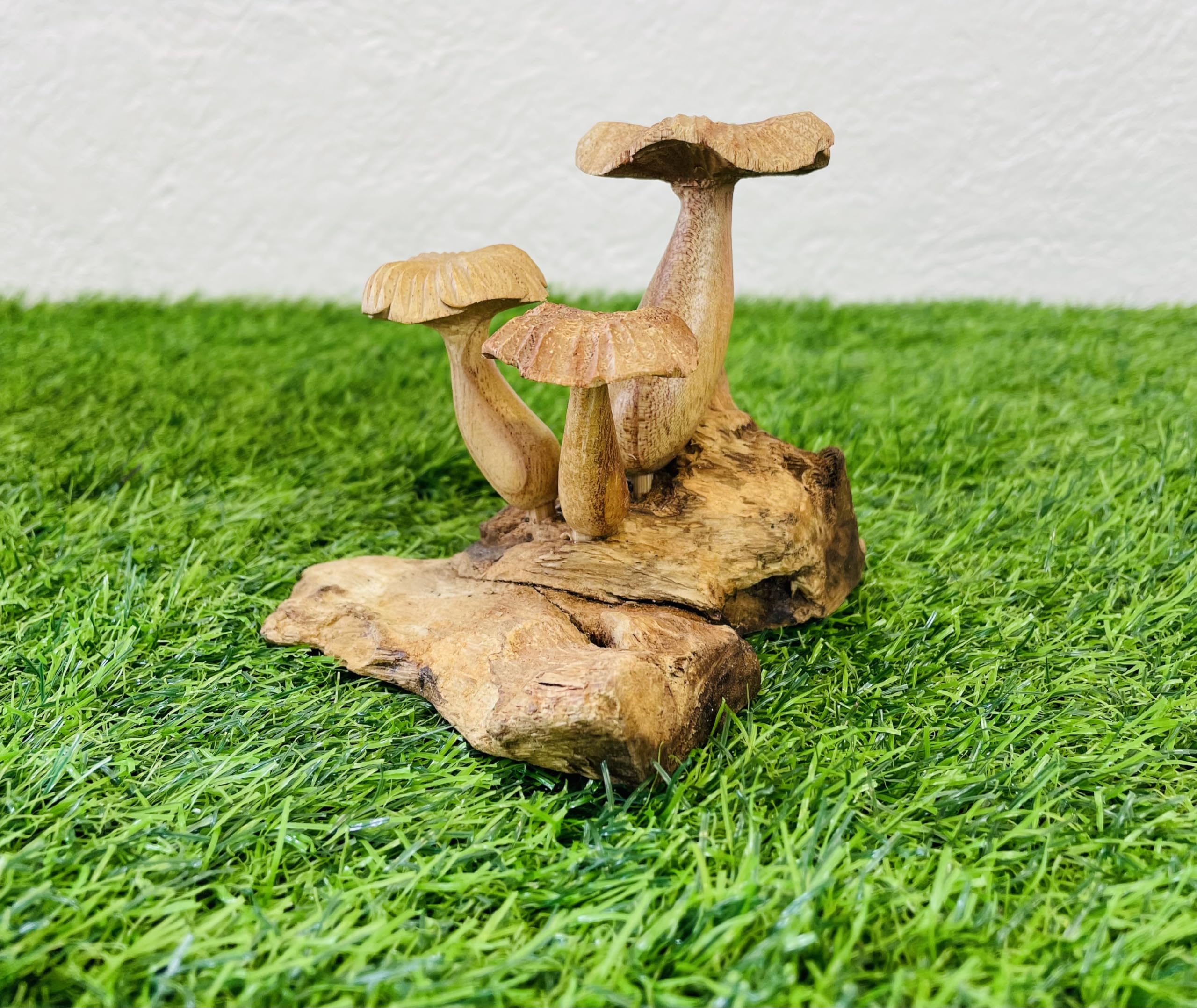 My Square Mile Wooden Mushroom Toadstool Garden Ornament | Autumn Decor Teak Wood For Indoor & Outdoor Use | Hand Carved Garden Sculpture — image 1