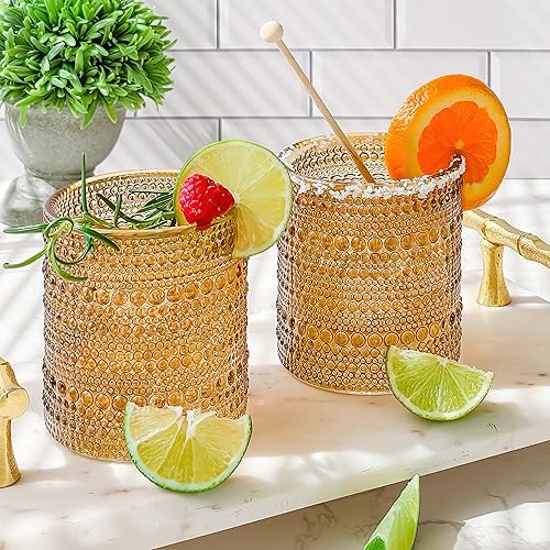 Vista 2 de Kate Aspen Juego de vasos de ámbar con cuentas de 6 a 10 onzas, juego de cristalería vintage, juego de vasos de Júpiter, juego de vasos de cóctel