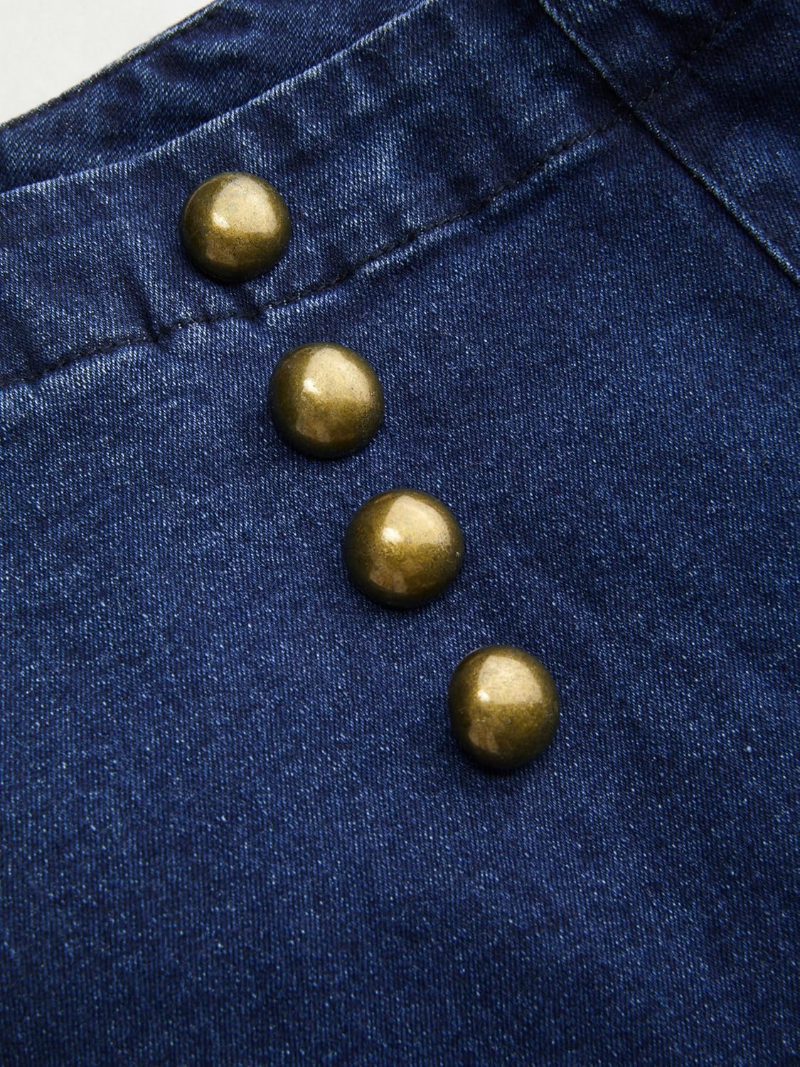 CIDER Women's Denim Shorts High Waist Gold Button Detail Casual Summer Hot Pants with Pockets