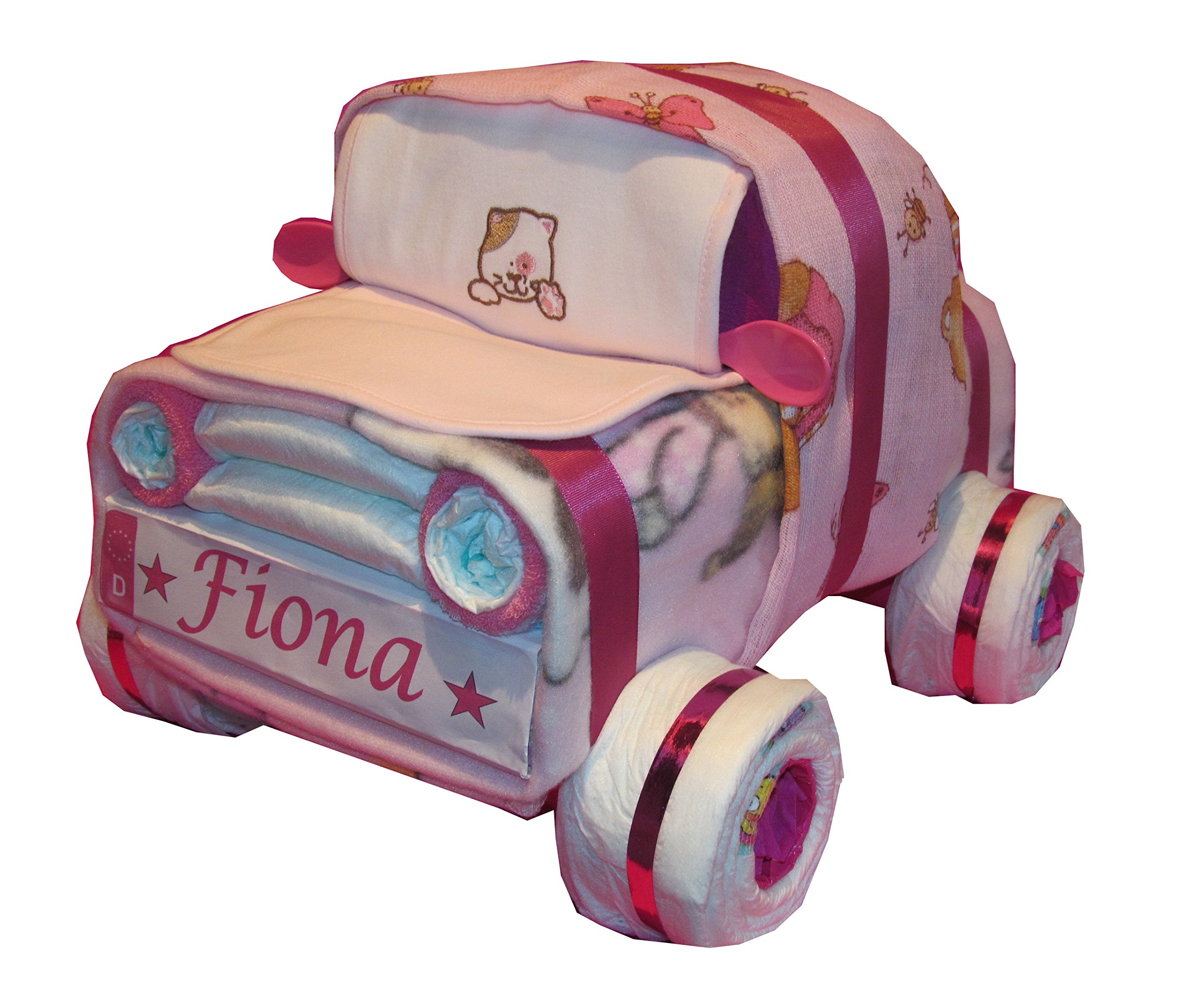 Windeltorte | Windelauto rosa | Windelgeschenk Mädchen | Geschenk zur Geburt