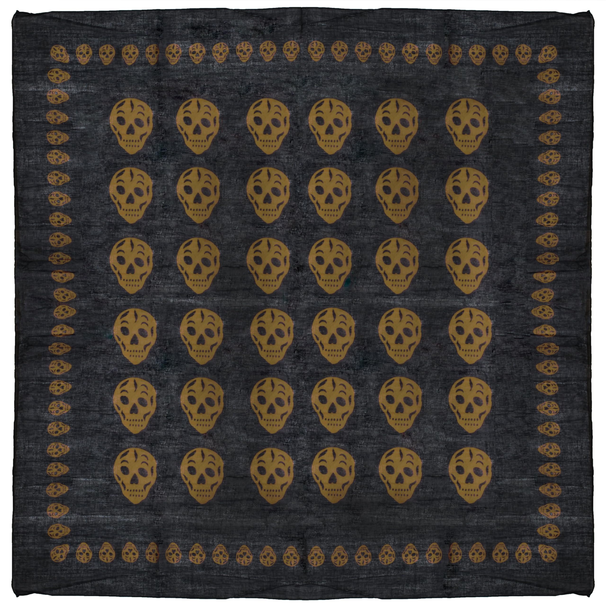 Zac's Alter Ego Lightweight Meter x Meter Gothic Skull Print Square Scarf/Shawl