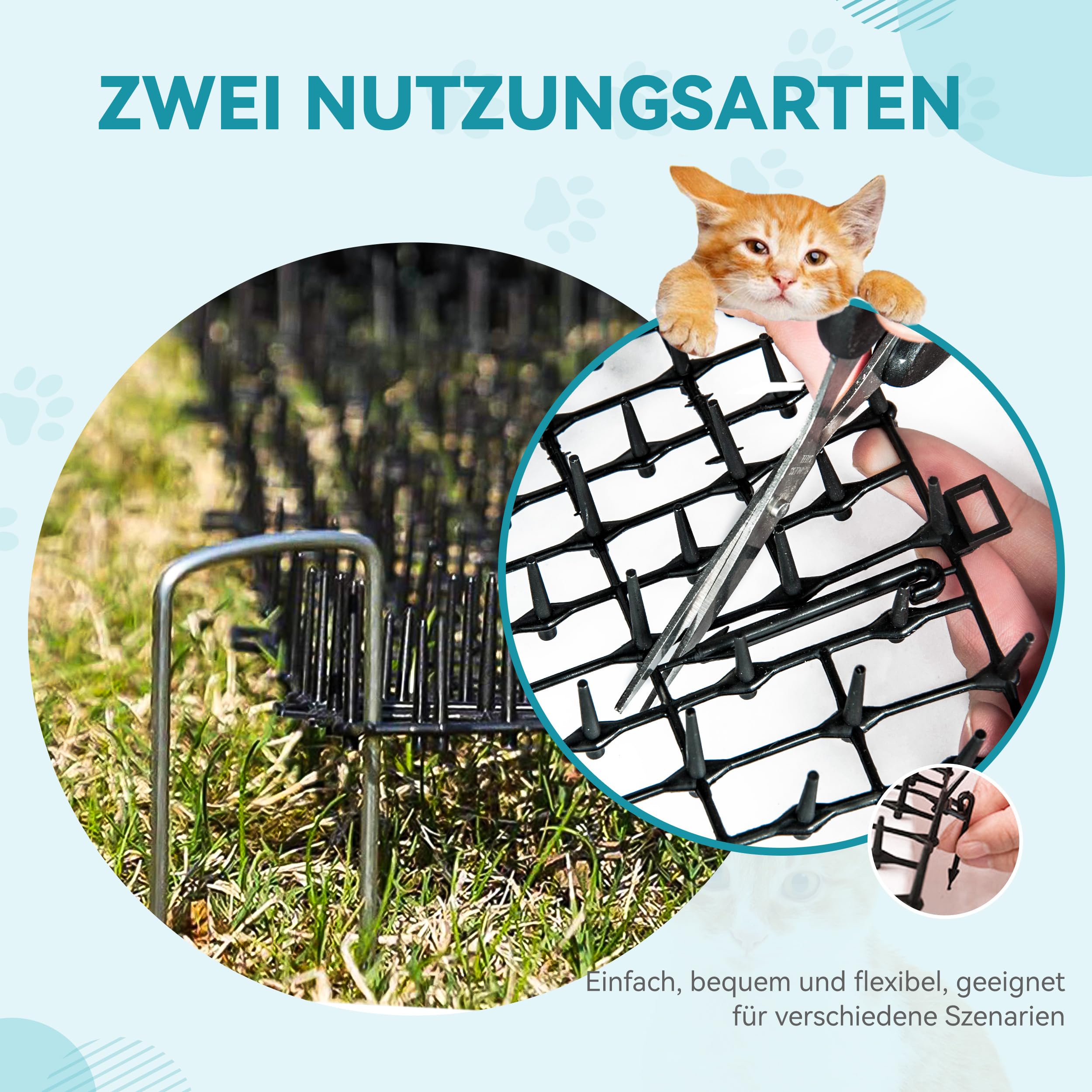 Kyrieval 2 Stück 30 x 200 cm Dornengitter Gegen Katzen, Katzengitter, Katzenabwehrmatte, Katzenabwehr Garten, Anti-Katzen-Katzenschreck für Garten