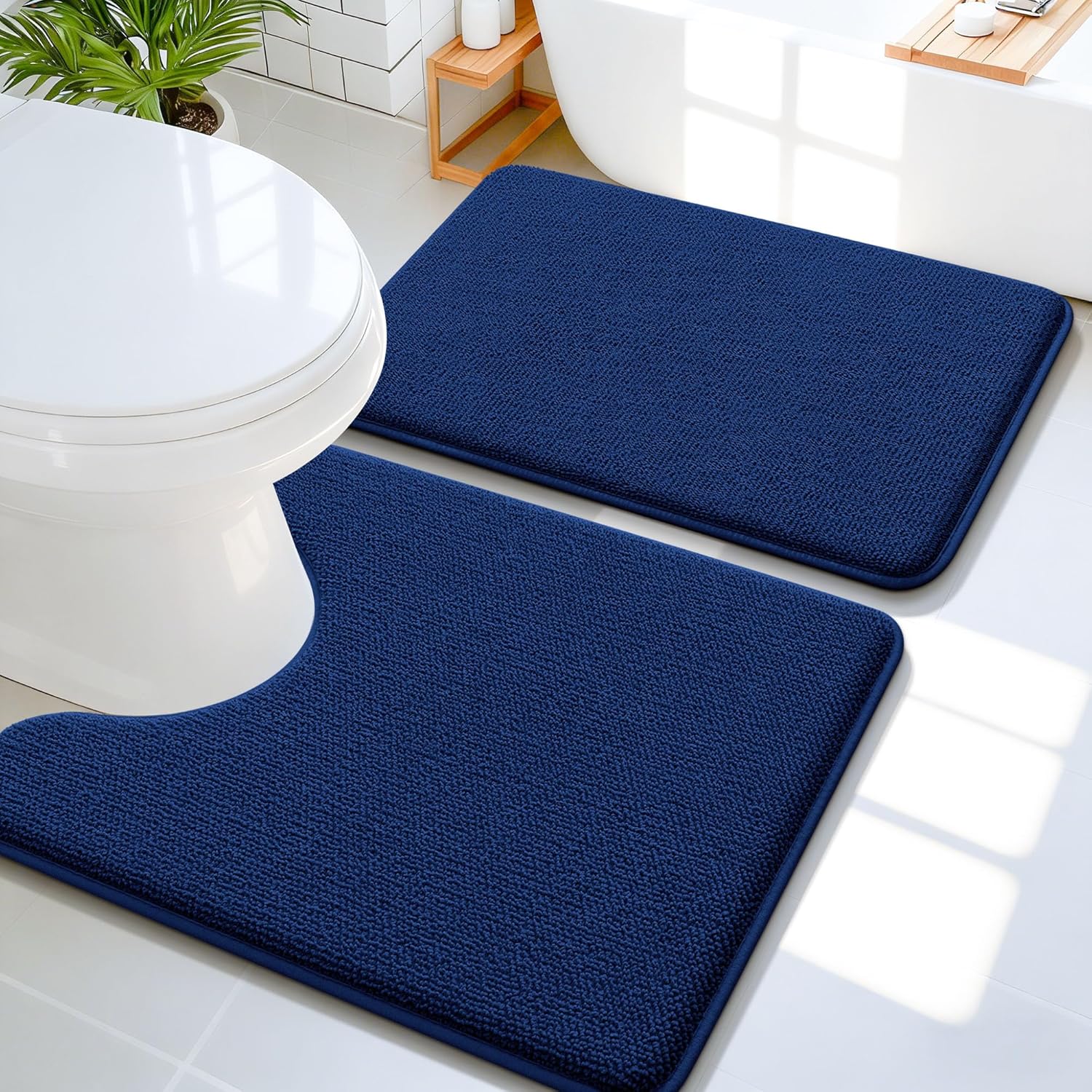 OLANLY Bathroom Rugs Sets 2 Piece, Soft Absorbent Memory Foam Bath Rug Set, Non-Slip, Quick Dry, Machine Washable Bath Mats for Bathroom, Home Decor Accessories (36"x24"+30"x20", Grey)