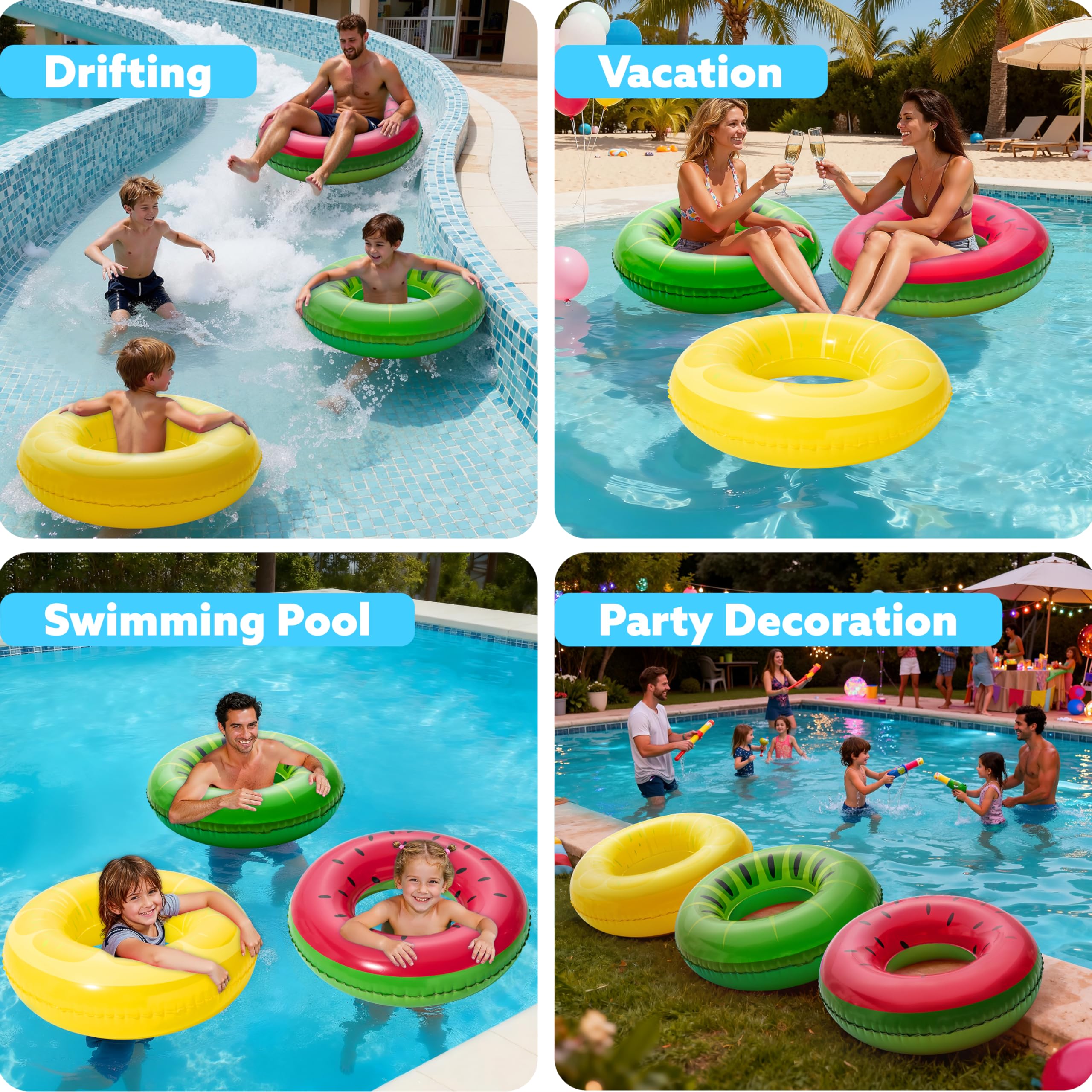 JOYIN 3 Pack Aufblasbarer Schwimmreifen mit Glitzern 32.5"/82.55cm, Schwimmring, Sommer Wasser Schwimmreifen groß, Pool Floats Spielzeug für Schwimmbad-Partydekorationen, Strand, Outdoor Partyzubehör