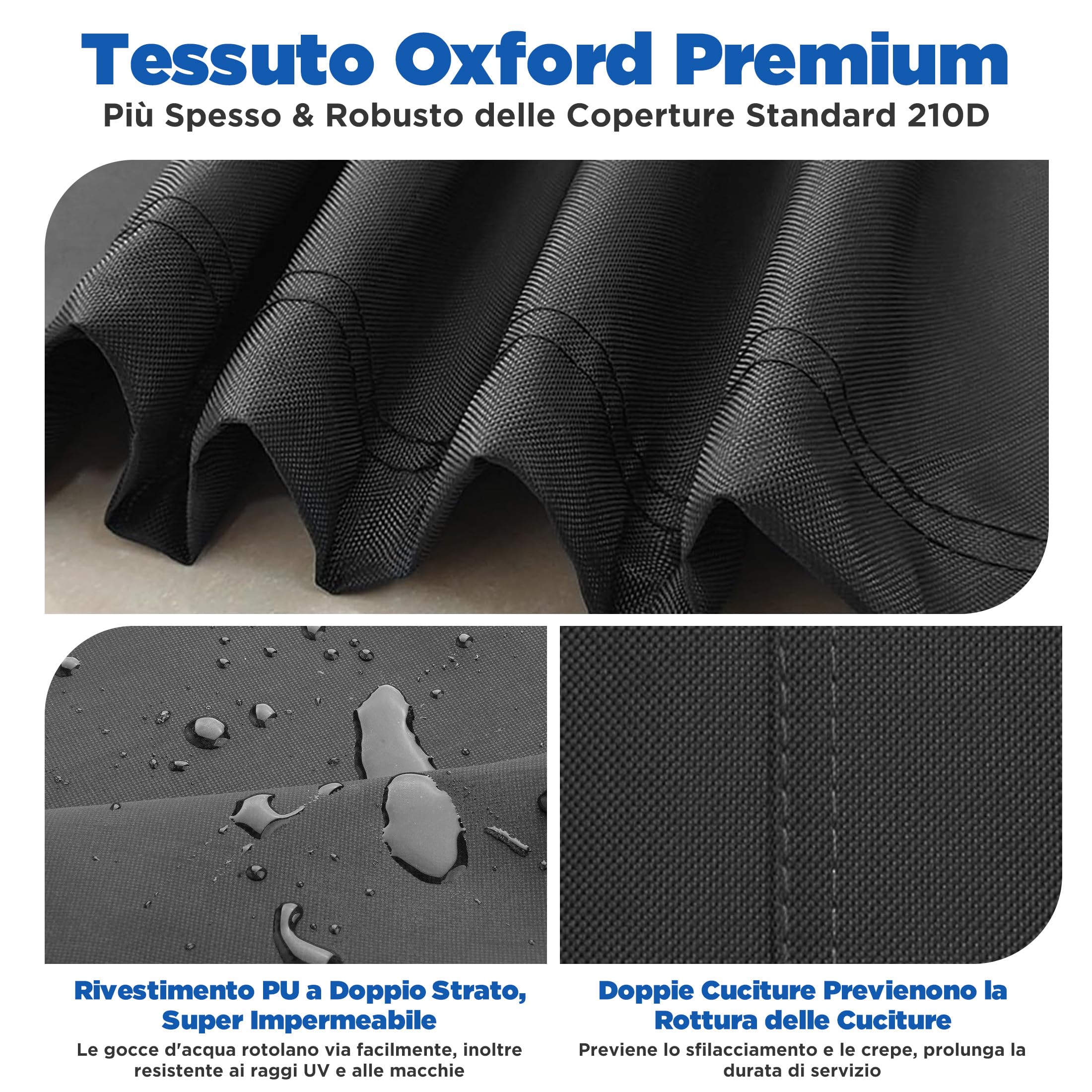 Copri per Ombrellone da Esterno – Copertura Ombrellone da Giardino Impermeabile in Tessuto 420D, Telo Copriombrellone Universale per Ombrelloni da 2m a 4m, Dimensioni Multiple: 265X40/70/50cm