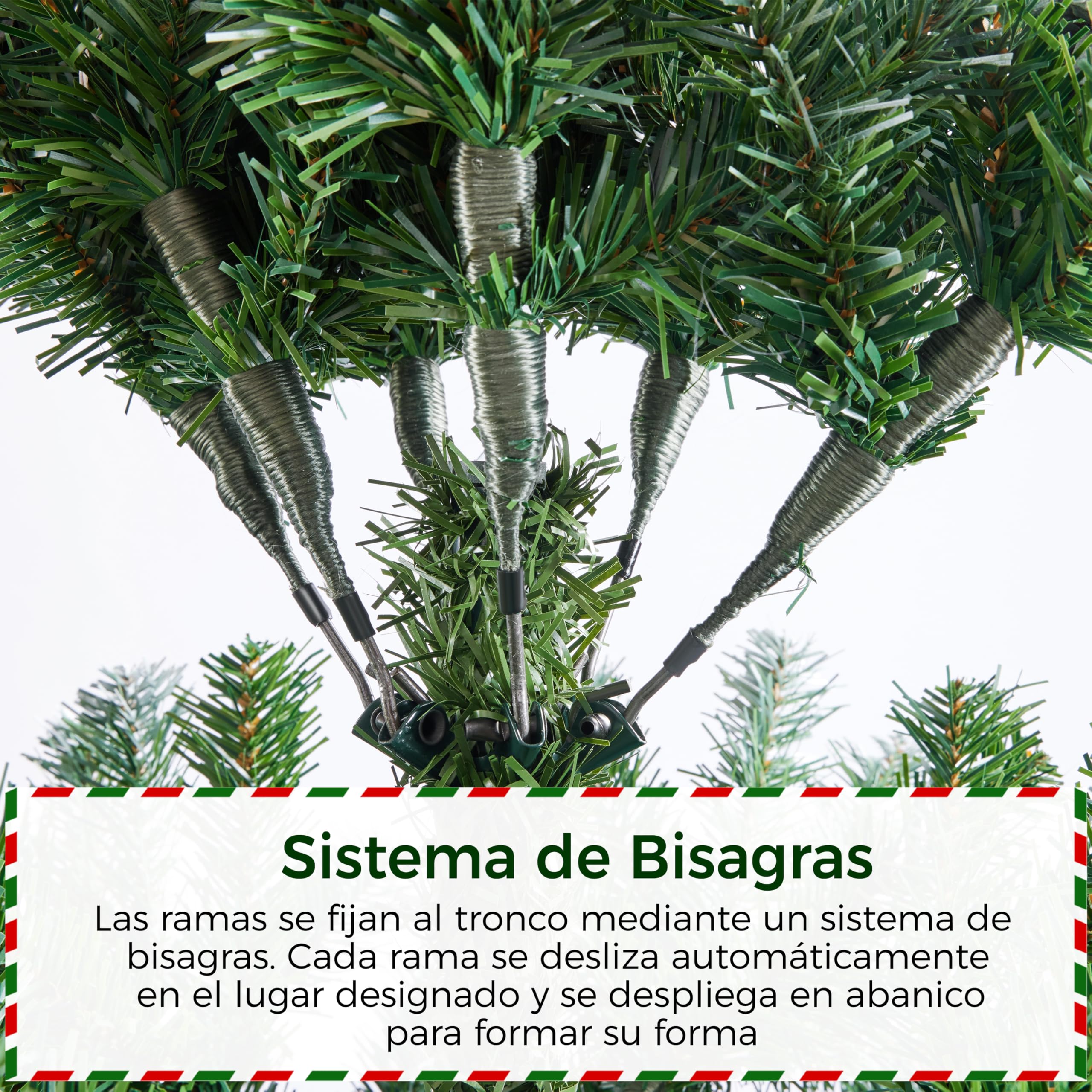 Yaheetech 183cm Árbol de Navidad Nevado Artificial 920 Puntas con 64 Frutas de pinos Soporte Metálico Plegable para Decoración Casa Oficina Fiestas Festivas