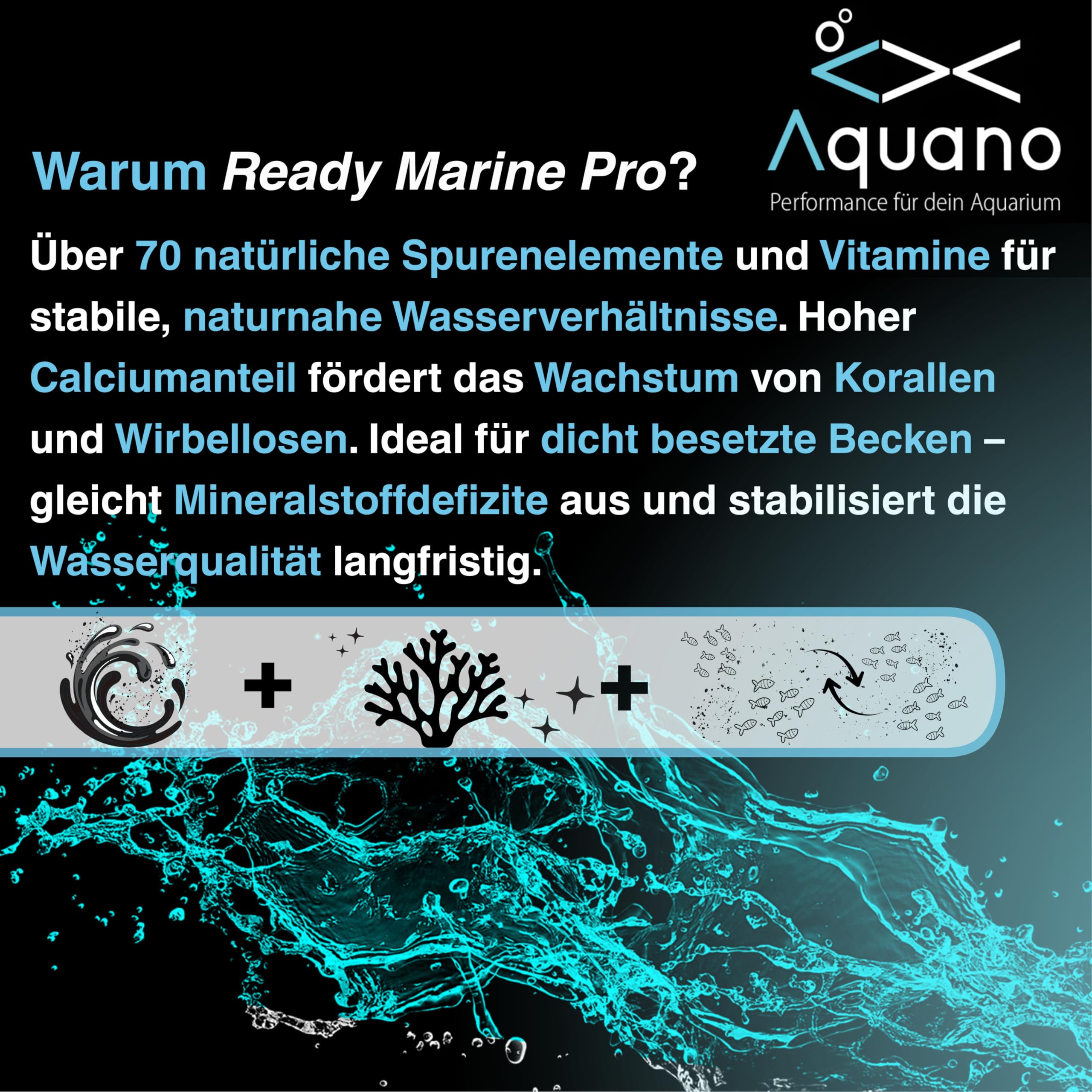 ReadyMarinePro Meersalz für Meerwasseraquarien – Hochwertiges Aquariensalz mit über 70 Spurenelementen & Vitaminen – Fördert Korallenwachstum & stabile Wasserwerte – Made in Germany