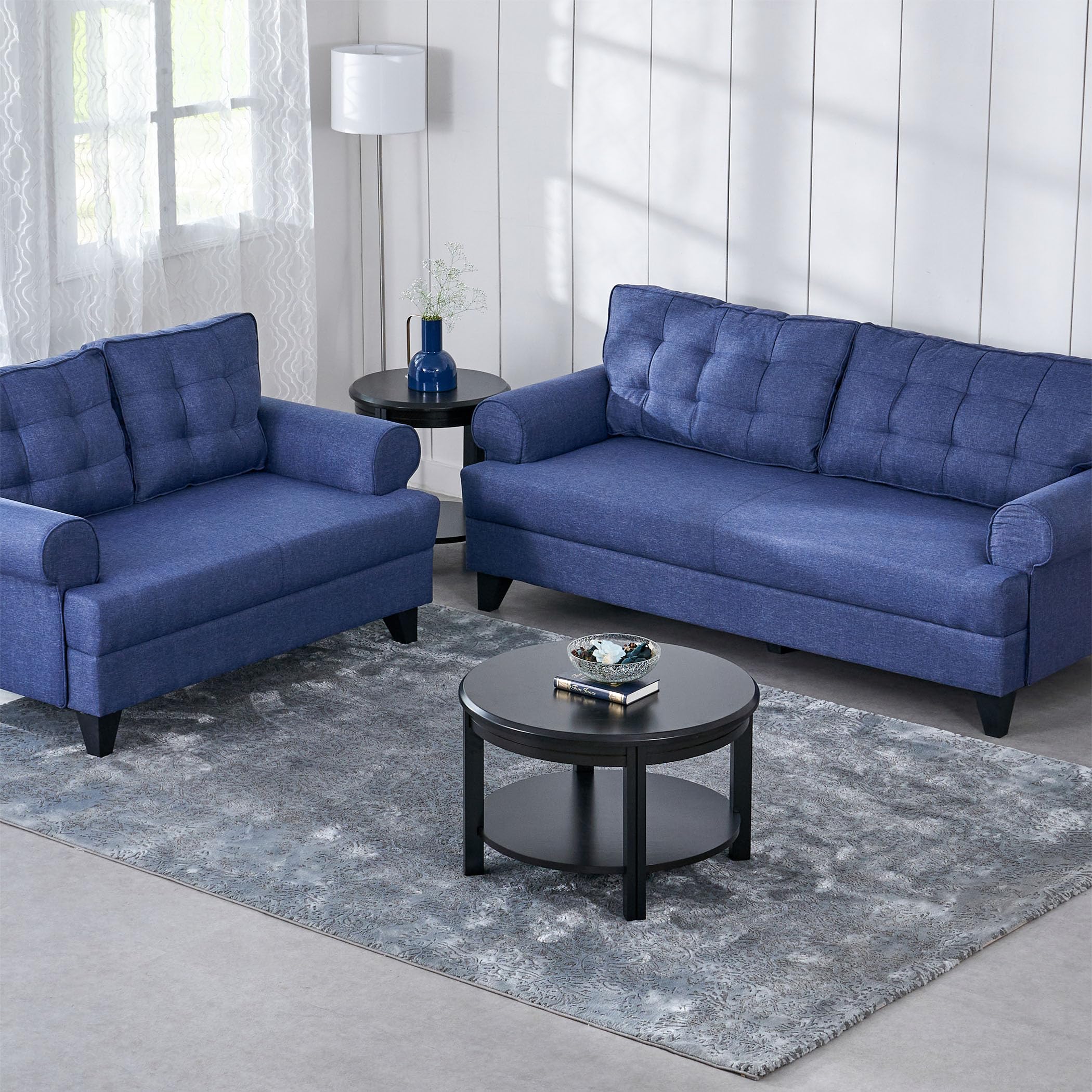 Home Centre | Helios California Fabric 3+2 Seater Sofa Set | Sofa for Living Room | Solid Wood | Blue | 1 Year Warranty-image-29