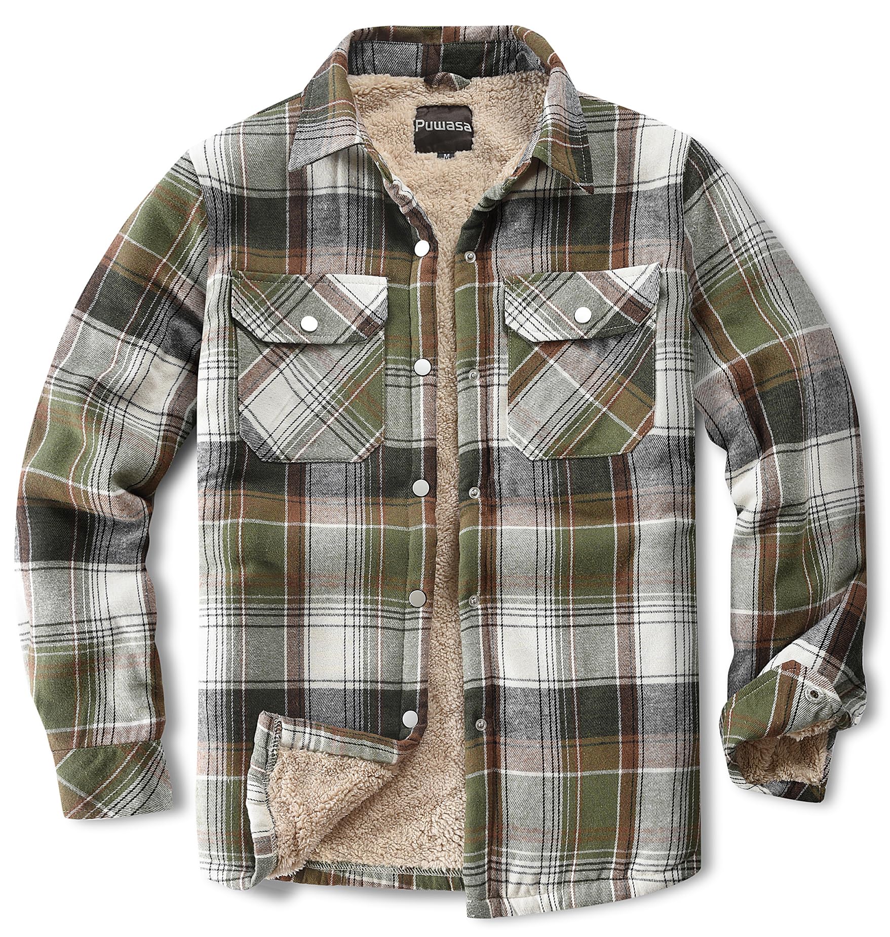 Women's Fleece Flannel Jacket Cotton Plaid Button Down Shirts Jacket Sherpa Lined Plaid Jackets for Women