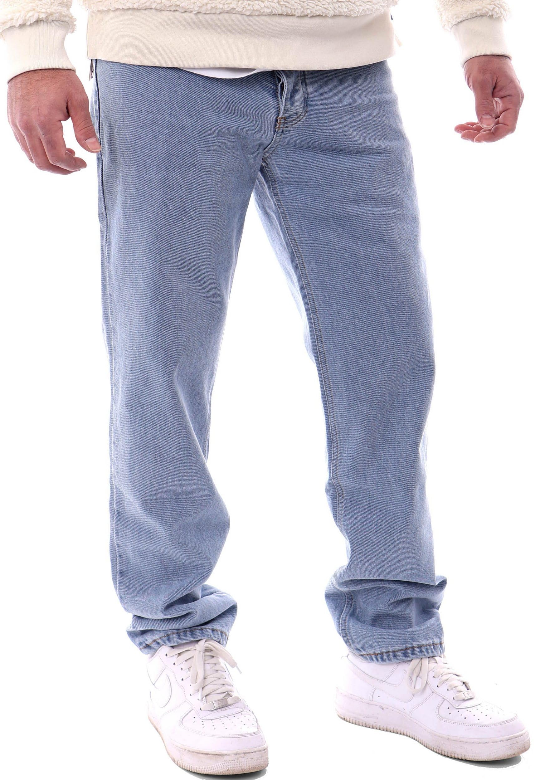 Reslad Jeans Herren Loose Fit l Herrenhose mit Knopfleiste l lässige Männer-Jeanshose RS-2105