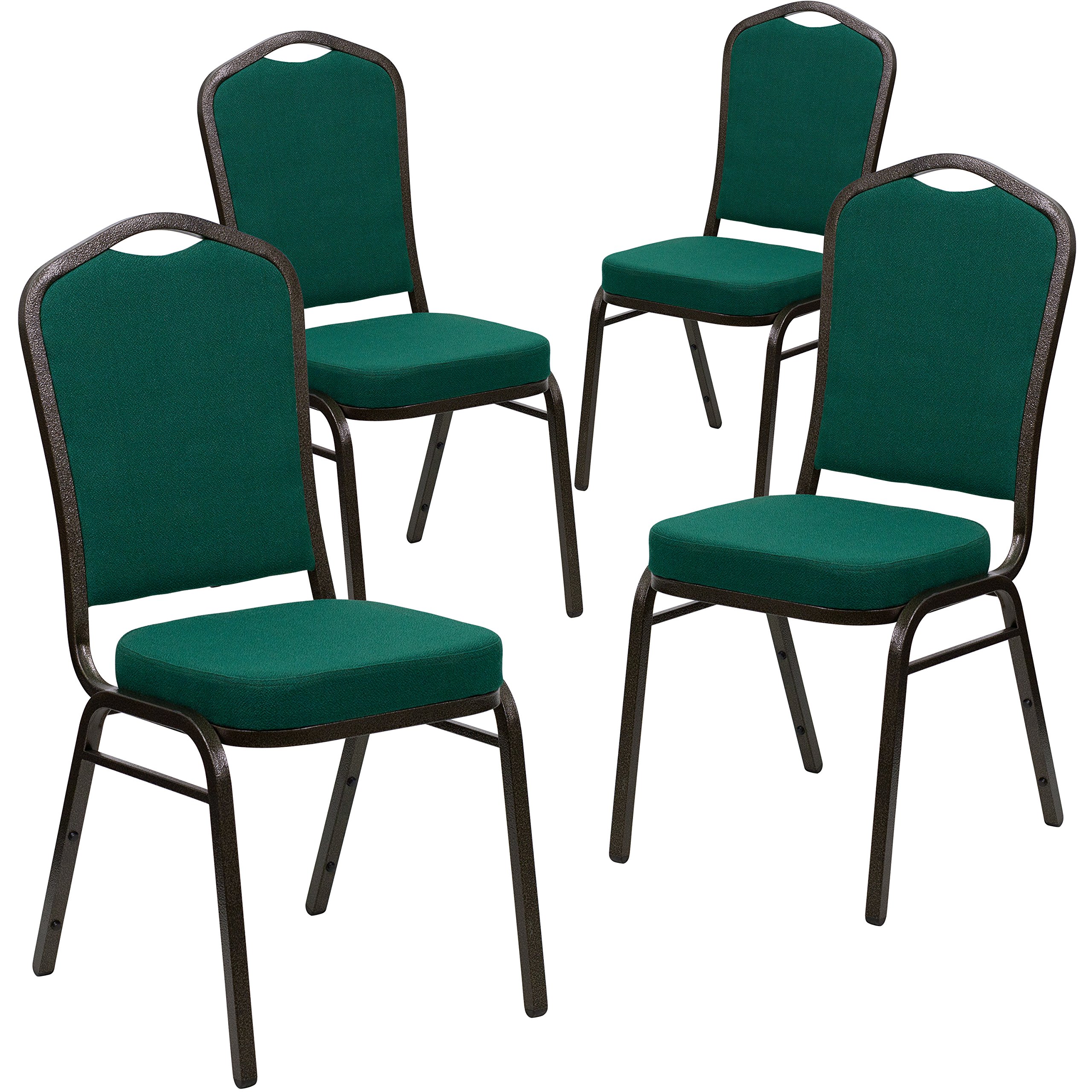 Flash Furniture Green Fabric/Gold Vein Frame / Set of 4 / Classic Stacking Chairs