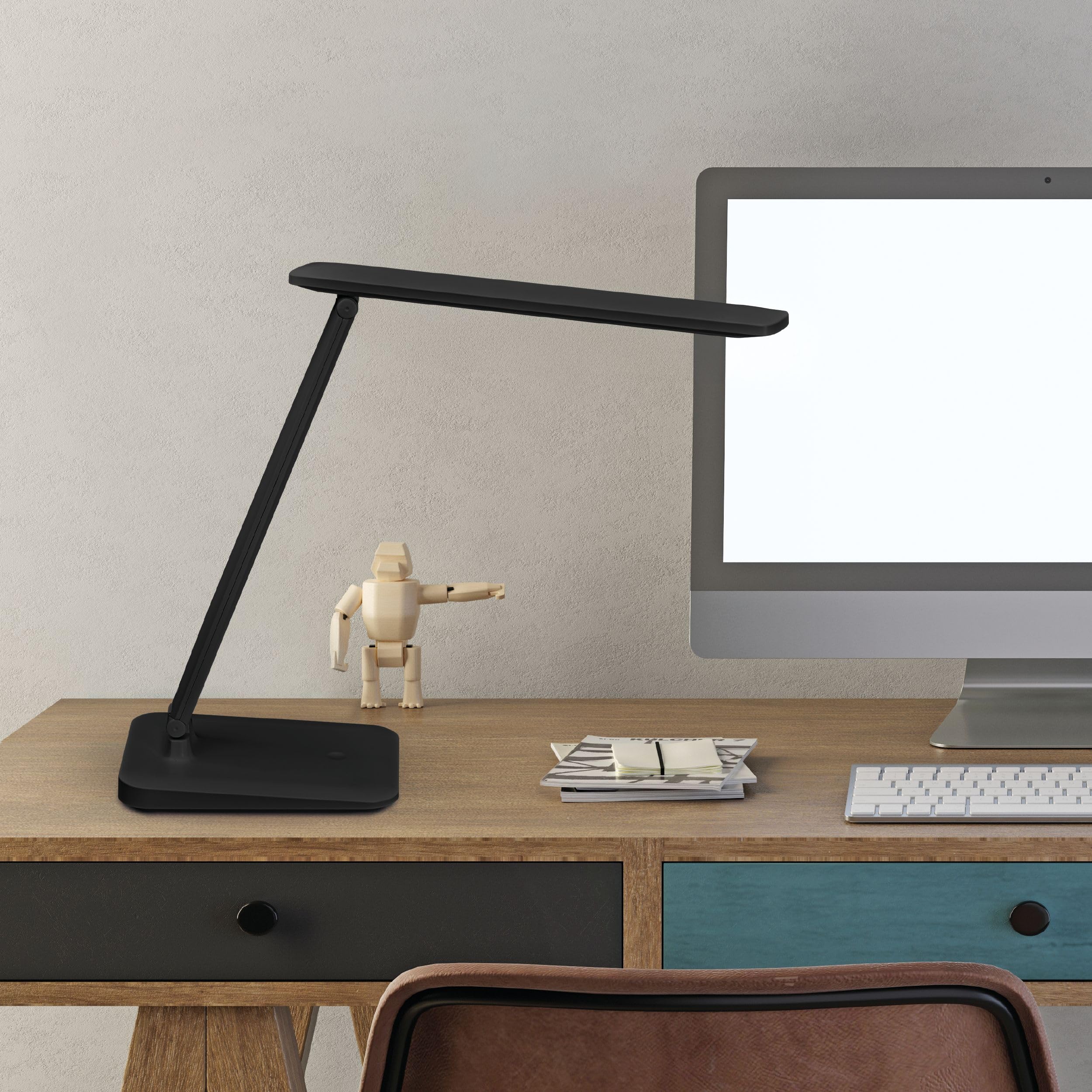 MAUL Lampa biurkowa LED MAULsally czarna akumulatorowa dotykowa | ściemnianie bezstopniowe, barwa światła 3000-6500 K, składana konstrukcja, regulowana głowica, kabel USB w zestawie