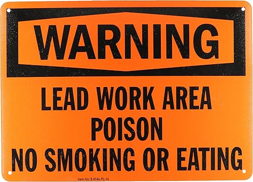 Miniatura 4 de SmartSign Letrero con texto en inglés "Advertencia área de trabajo con plomo, veneno, no fumar o comer"  Aluminio de 12 x 18 pulgadas
