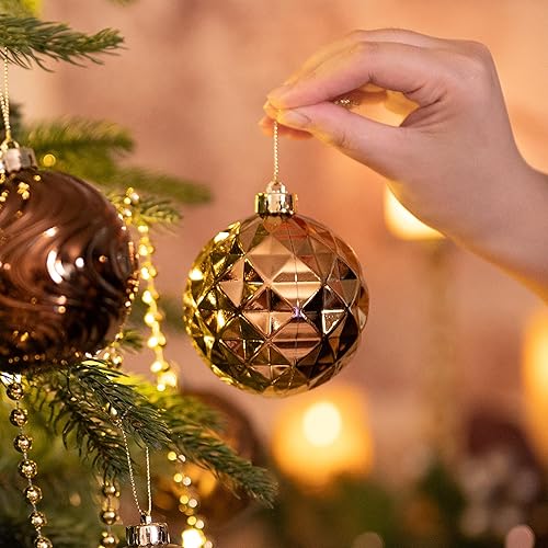 Miniatura 5 de Valery Madelyn Juego de adornos decorativos para árbol de Navidad para decoración de Halloween del 4 de julio, 24 quilates, bolas grandes de cobre y