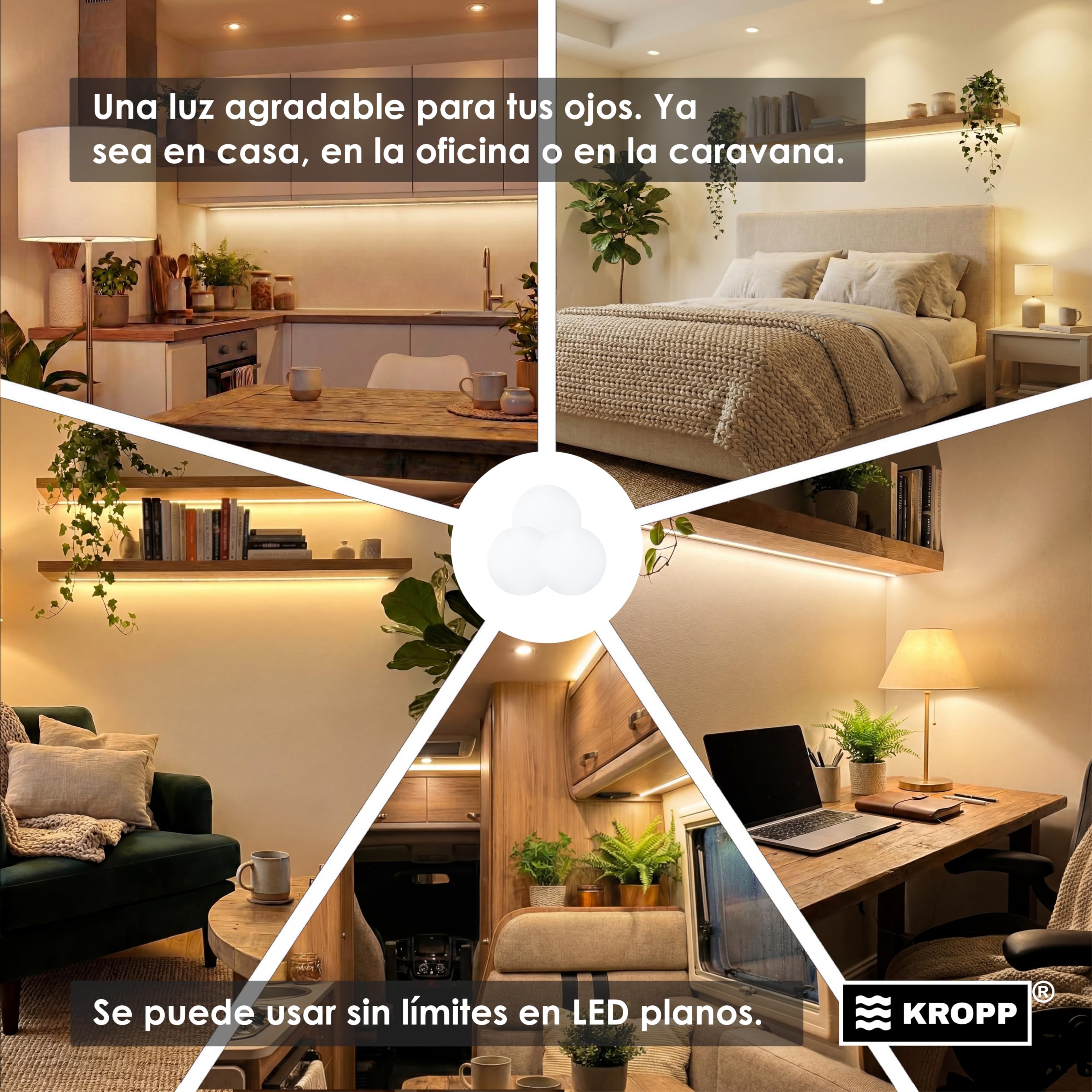 KROPP - Hojas difusoras autoadhesivas para lámparas LED, corte circular, hoja de vidrio esmerilado contra sombras fuertes, juego de filtros con 9 piezas (⌀ 40 mm)