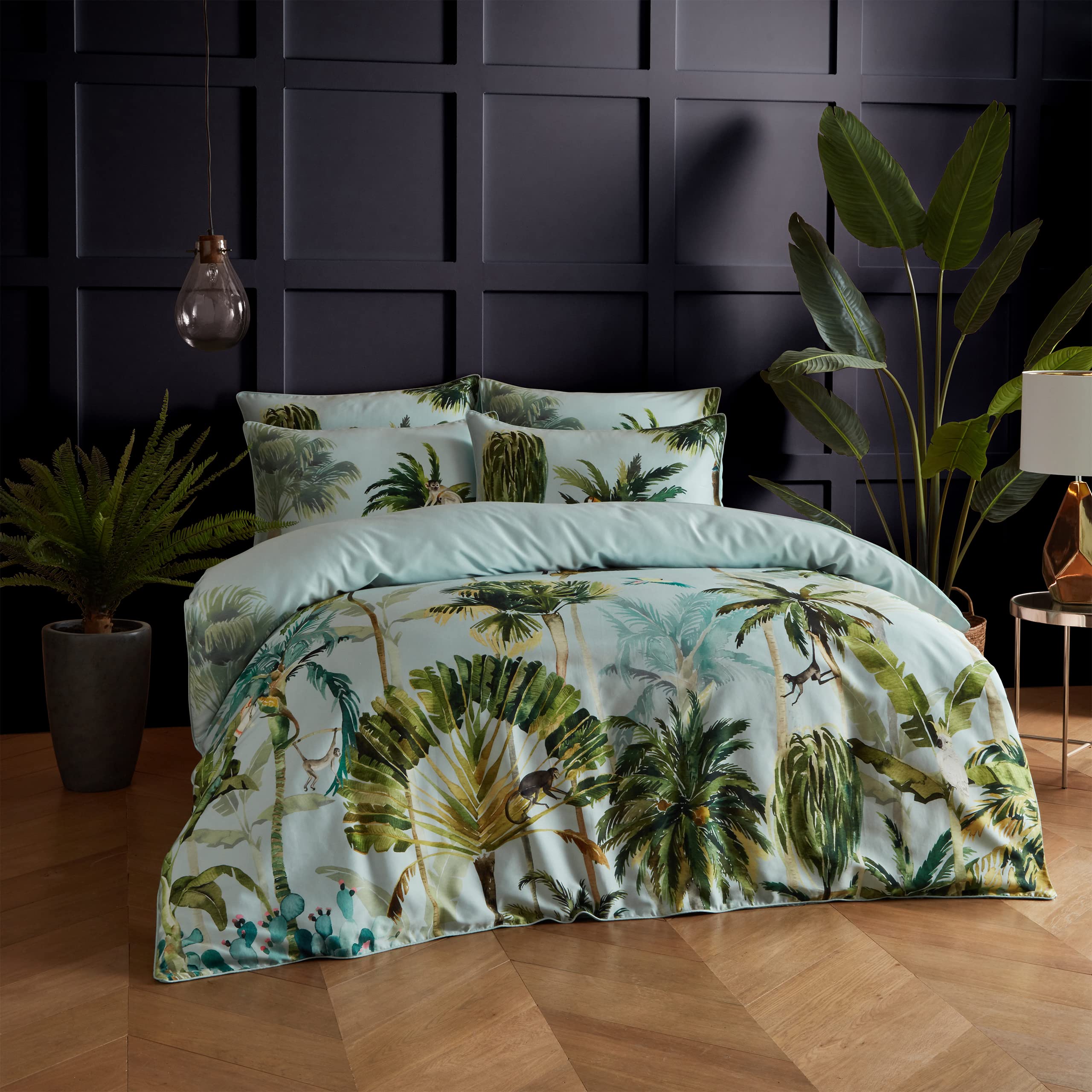Paoletti Unisex Multicolor Forsteriana Palms 100% Cotton Duvet Cover Set | Size: King