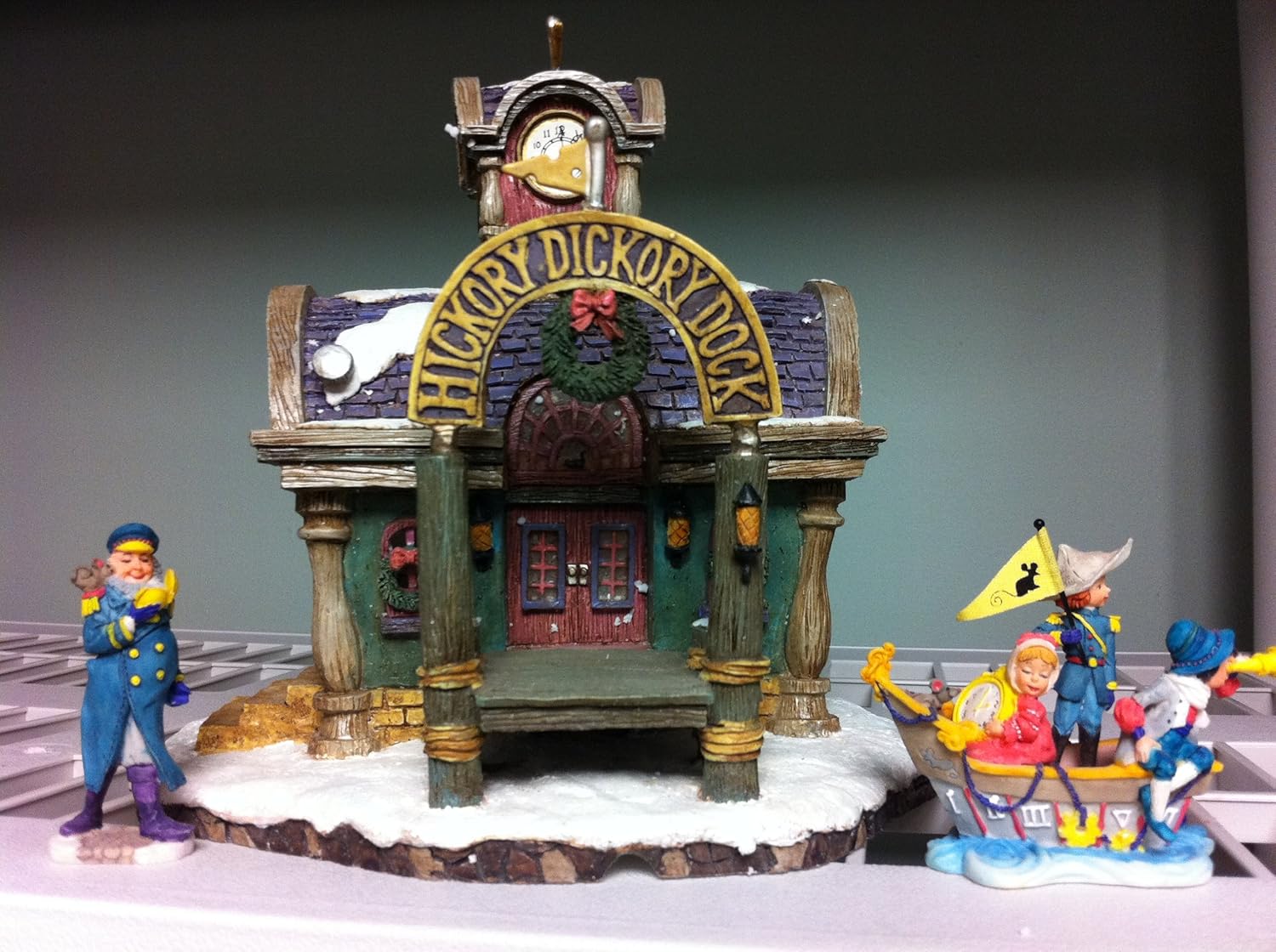 Department 56 Storybook Village HICKORY DICKORY DOCK Handpainted Lighted Building and Accessories, Set of 3