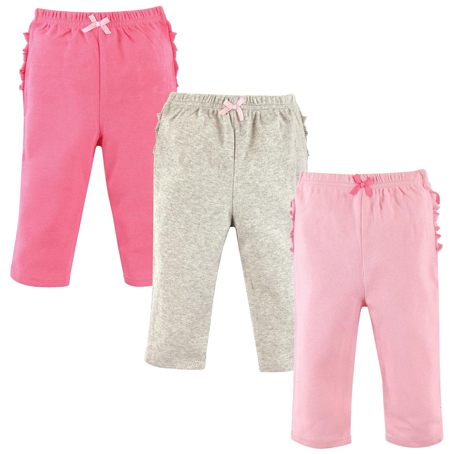 Hudson Baby Baby-Girl Ruffle Bottom Cotton Pants, 3 Pack, Pink & Gray, 9-12 Months - Review, Price and Buying Guide