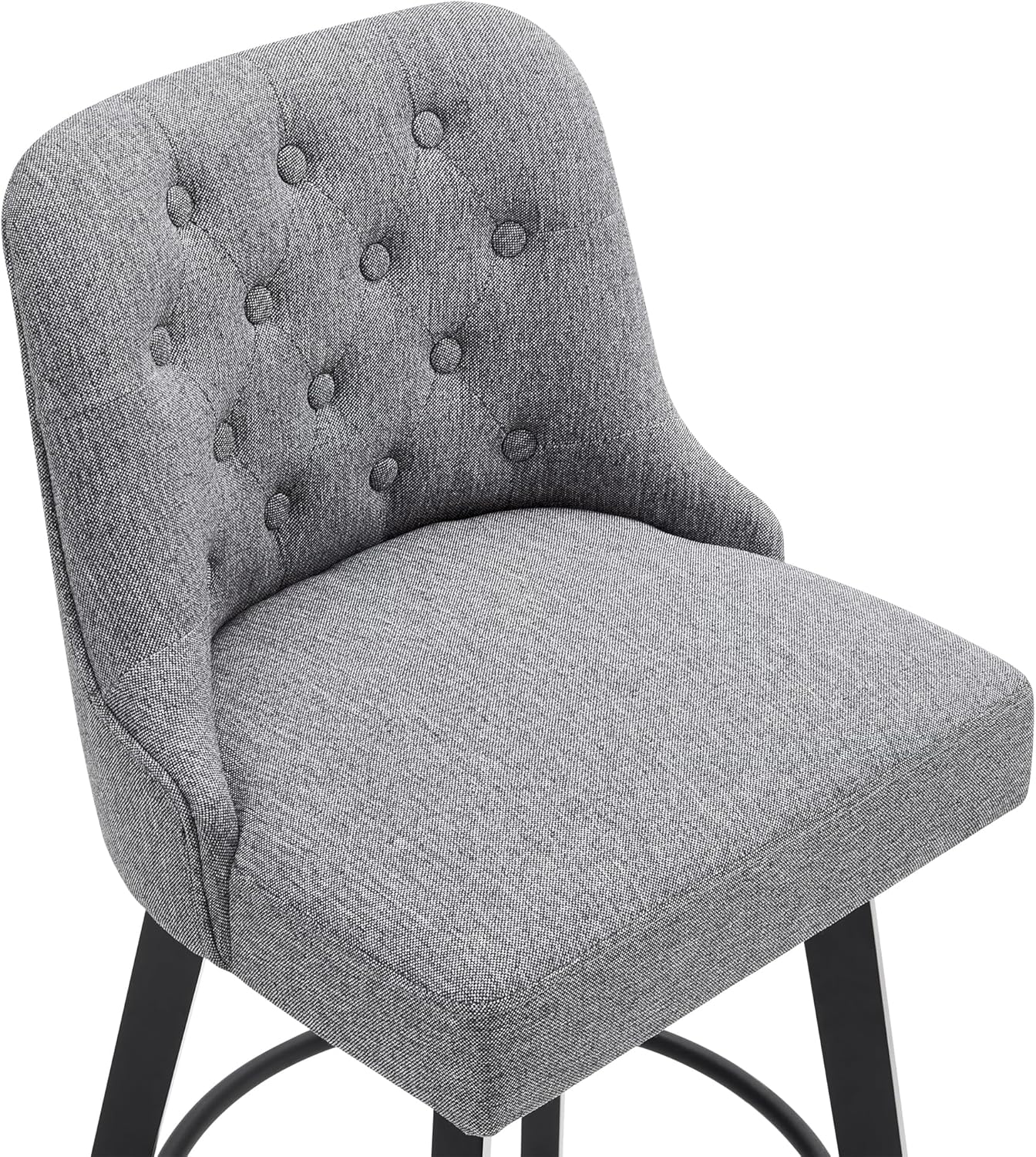 KISLOT Swivel Counter Height Bar Stools Set of 4, 26" Upholstered Fabric Barstools with Back, Thick Seat and Square Solid Wood Legs for Kitchen Island Home Bar, Grey
