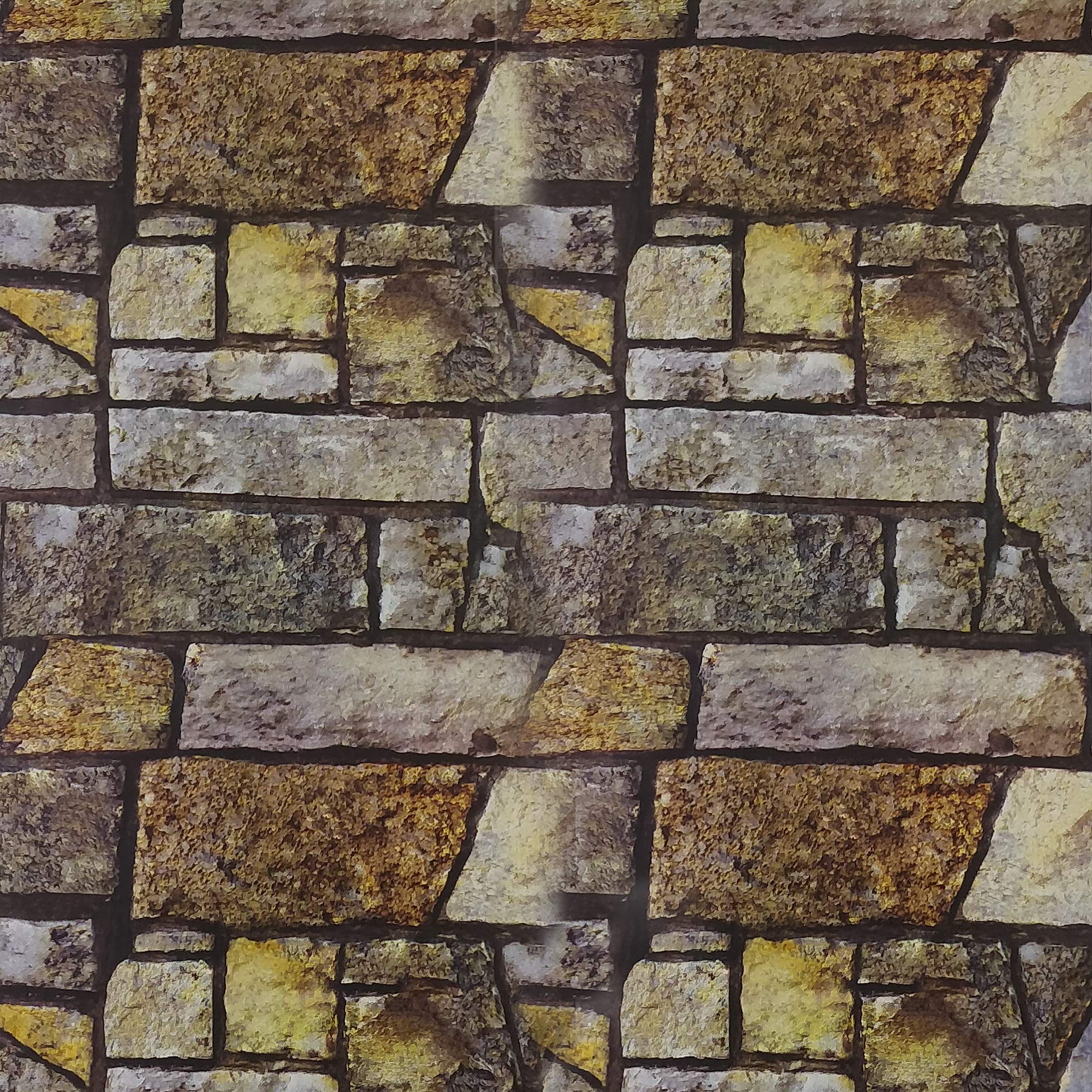 Dundee DecoAZ-B2611 Abstract Marble Brown, Yellow, Grey Slate Peel and Stick Self Adhesive Removable Wallpaper, Roll 18 ft. X 18 in. (5.5m X 45cm), 26.6 sq. ft. (2.5 sq. m)