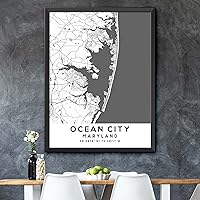 Vista 5 de Mapa de Ocean City, Maryland, Light 2 (24x36)