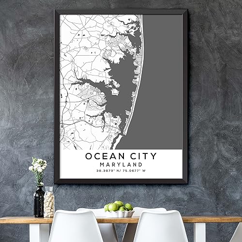 Miniatura 5 de Mapa de Ocean City, Maryland, Light 2 (8x10)