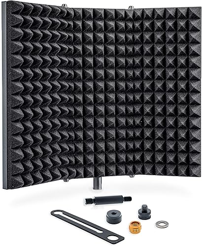 Miniatura 1 de Sonic Acoustics Escudo de aislamiento de micrófono de grabación profesional, filtro pop, reflector de espuma absorbente de alta densidad para