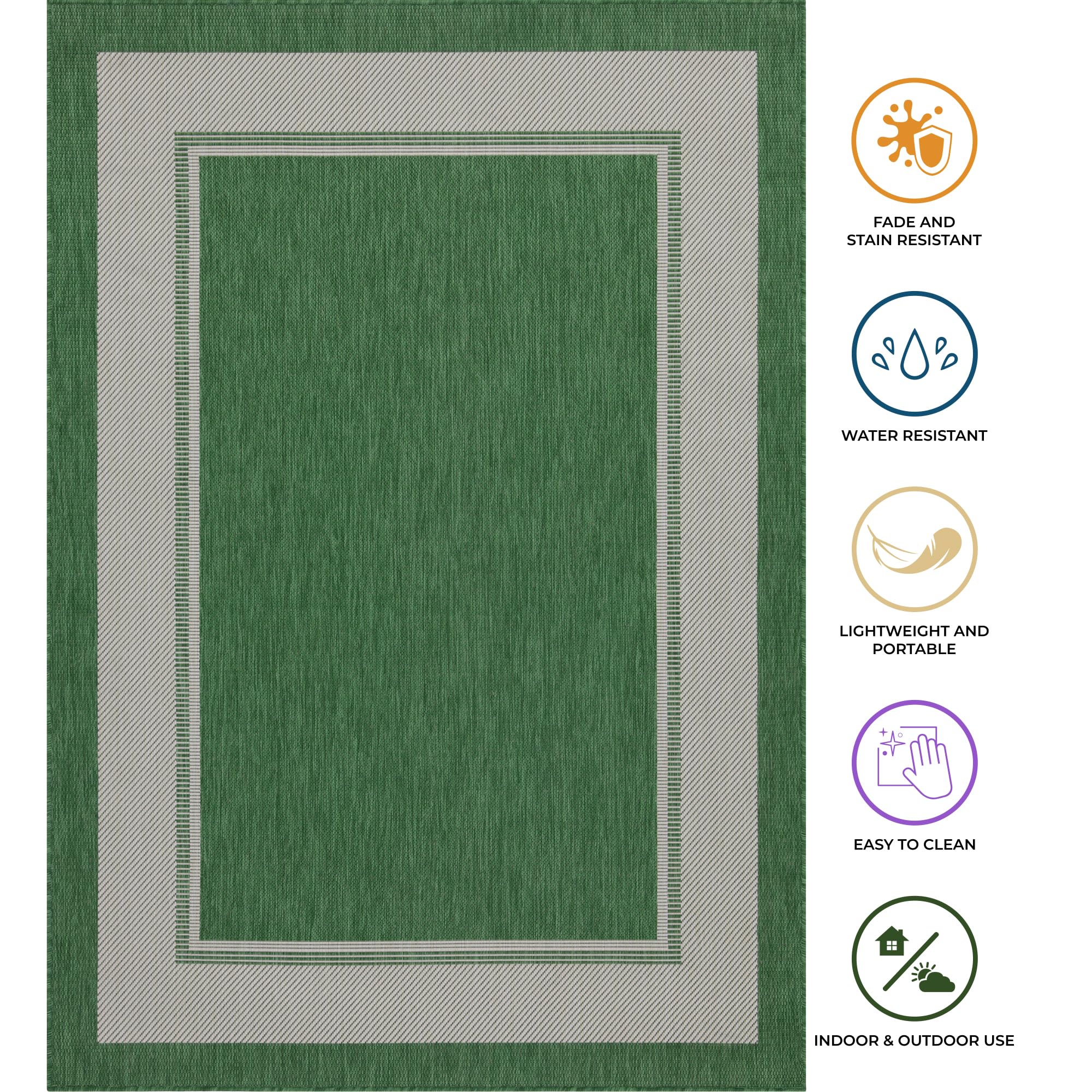 homeart Outdoor Rugs, Green Cream Rectangular, 140x200 - Image 7