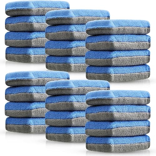 Tallew Aplicador de revestimiento de cerámica de microfibra fina azul y gris, almohadillas de limpieza para aplicar cera