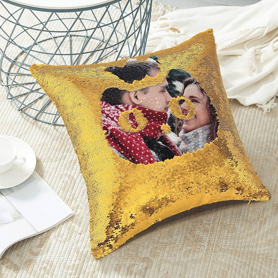 Cojin Personalizado Almohada De Lentejuelas Con Fotos De Doble