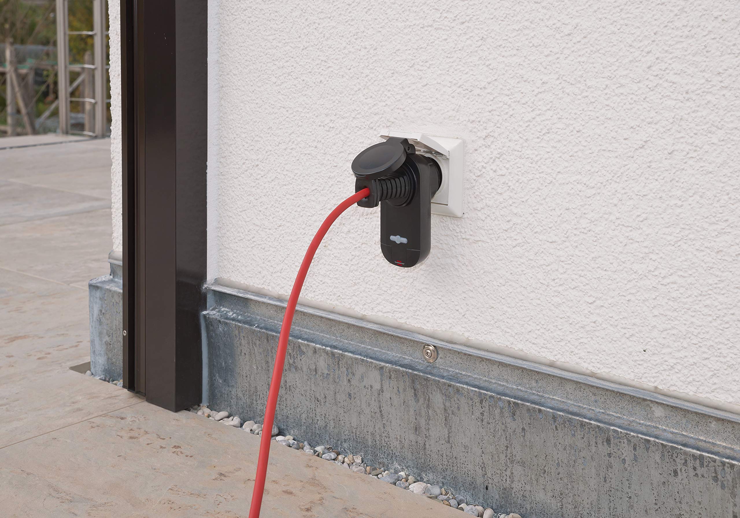 Brennenstuhl Gniazdka radiowe RC CE1 0201/ zestaw 2 gniazdek elektrycznych sterowanych radiowo (zastosowanie zewnętrzne IP44, z nadajnikiem ręcznym i zwiększoną ochroną przed dotykiem) czarny